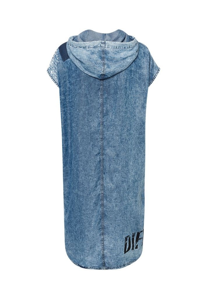 Kleid, jeansblau-weiss