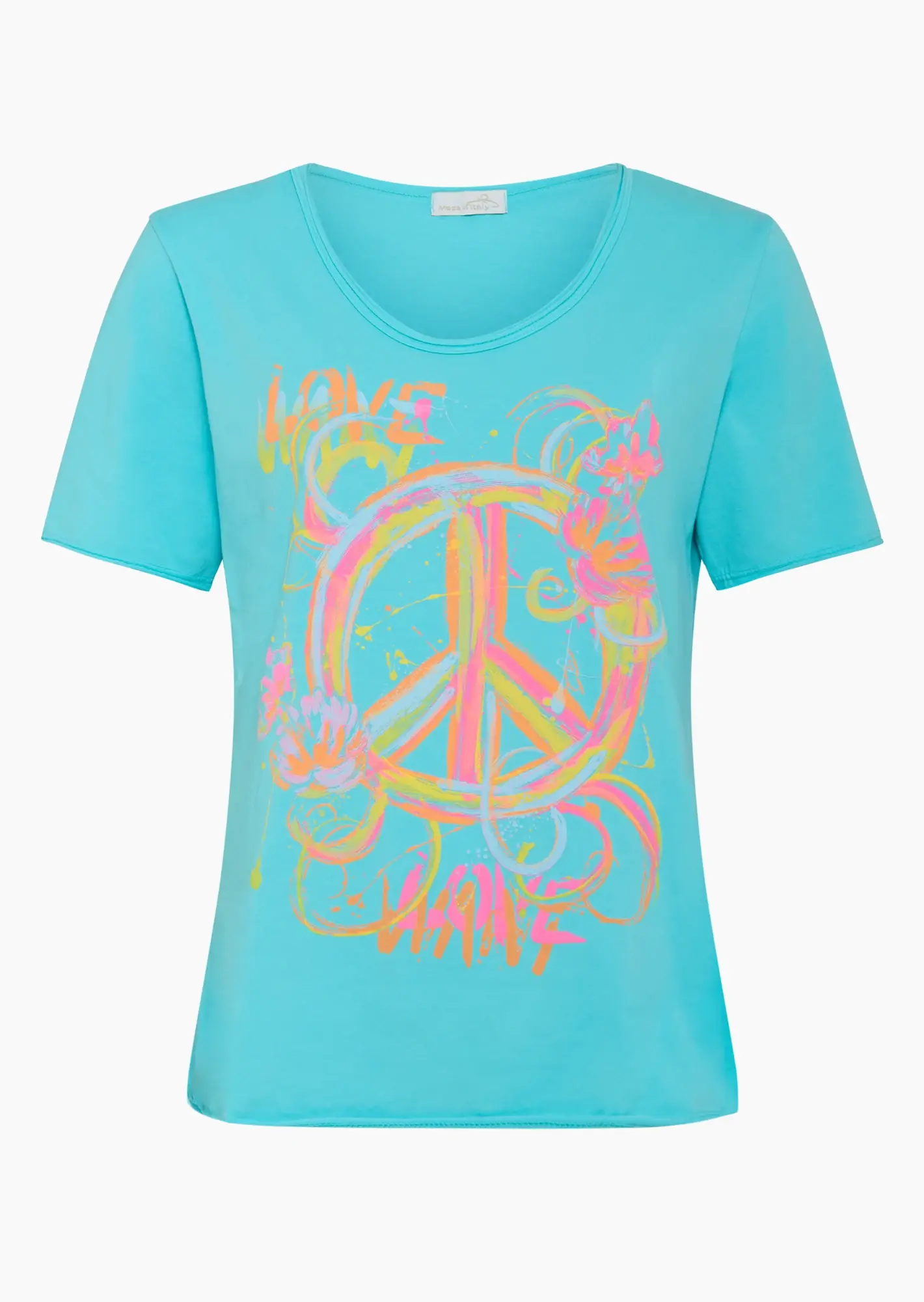 Shirt mit knalligem Print, türkis