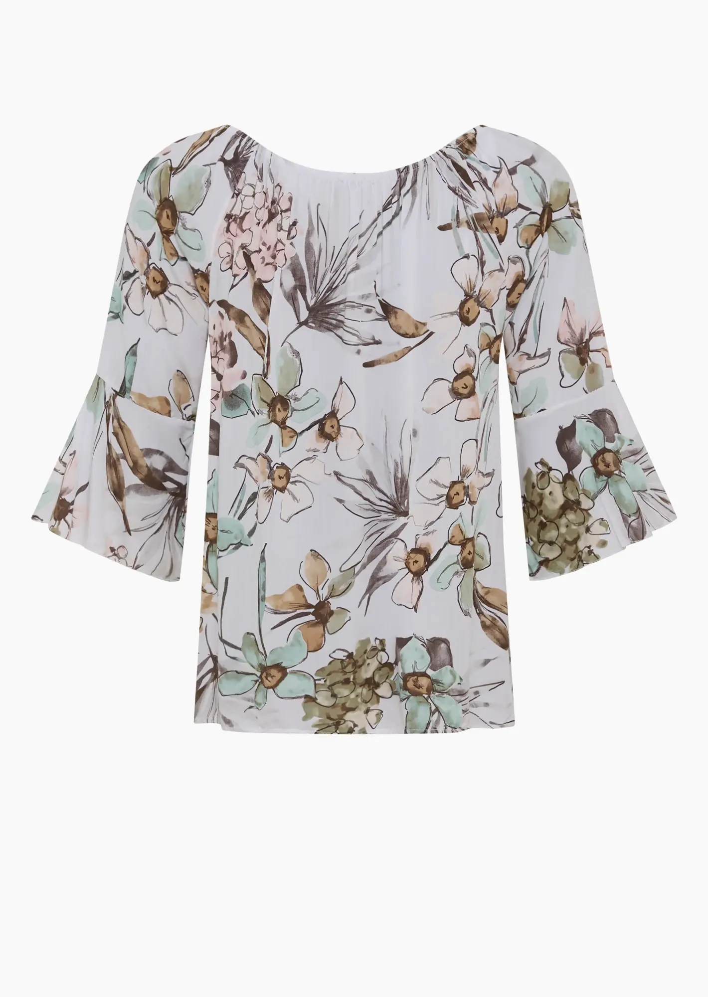 Bluse mit Volant, weiß