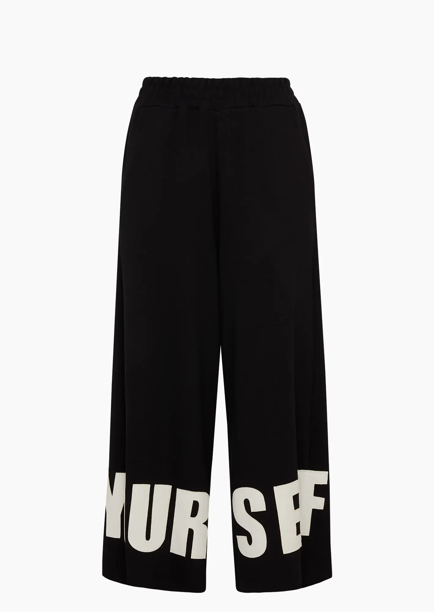 Bequeme Wide Leg Hose mit Patches, schwarz