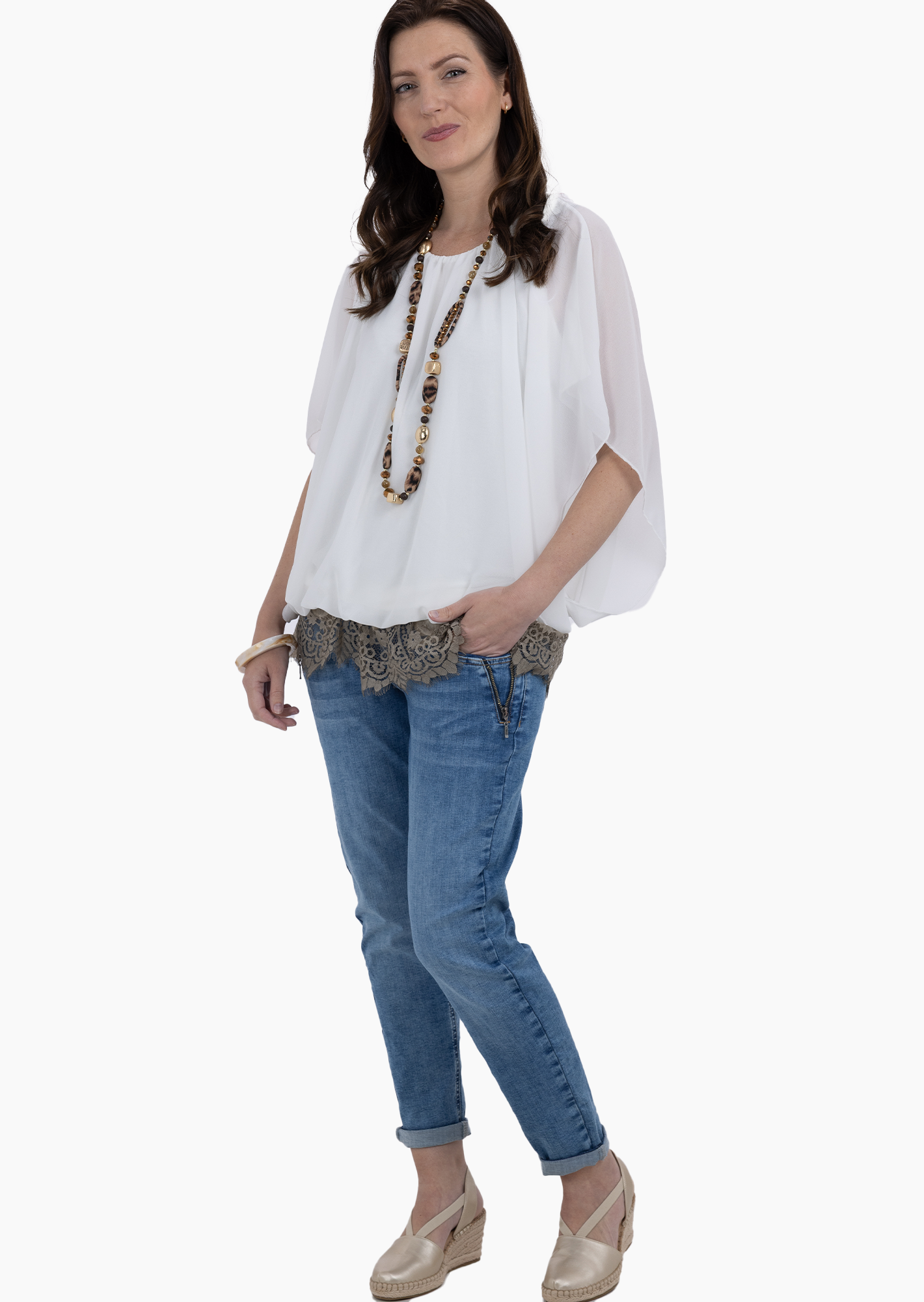 locker fallende Chiffonbluse, offwhite
