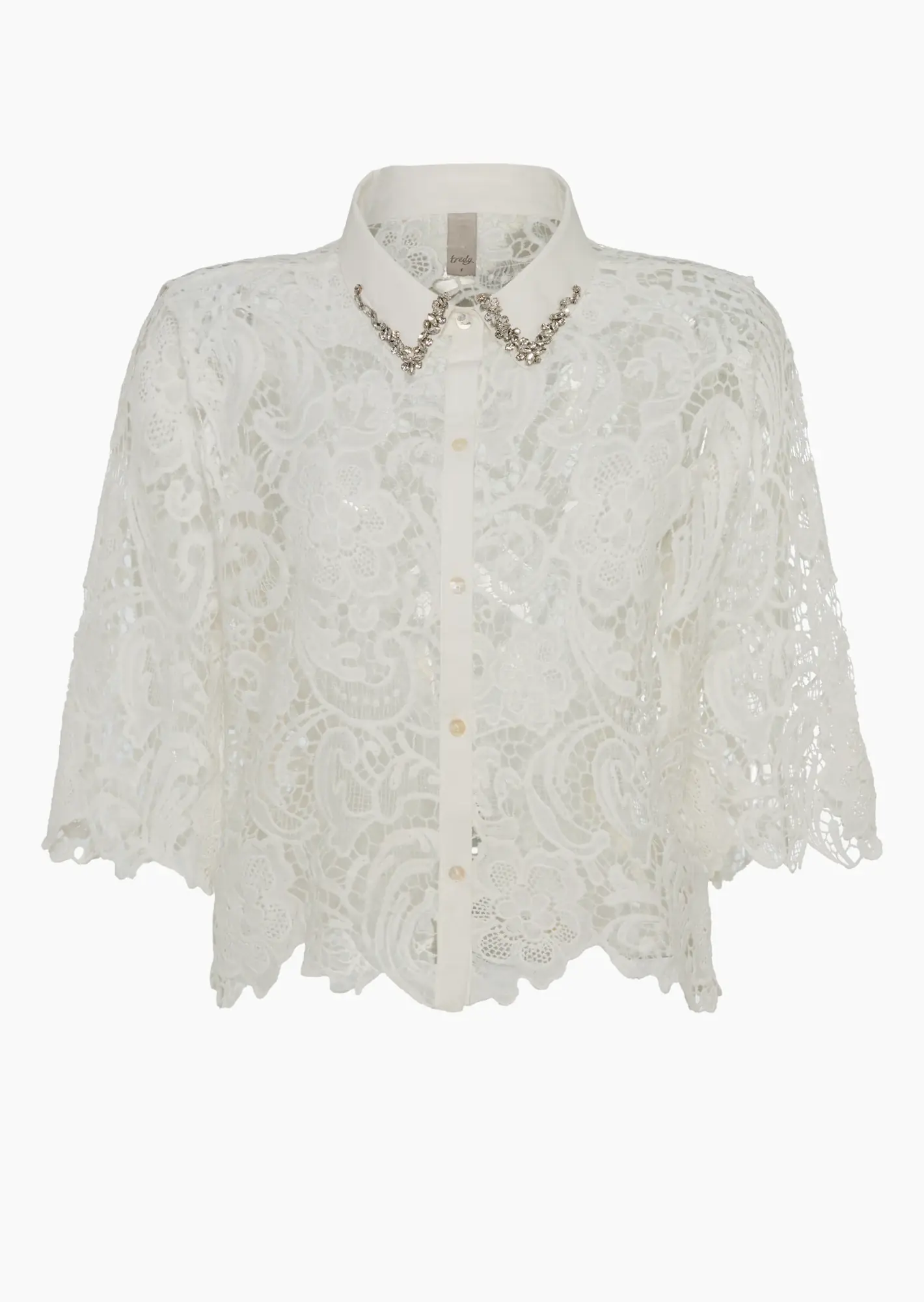Bluse im Alloverspitzendesign, weiß