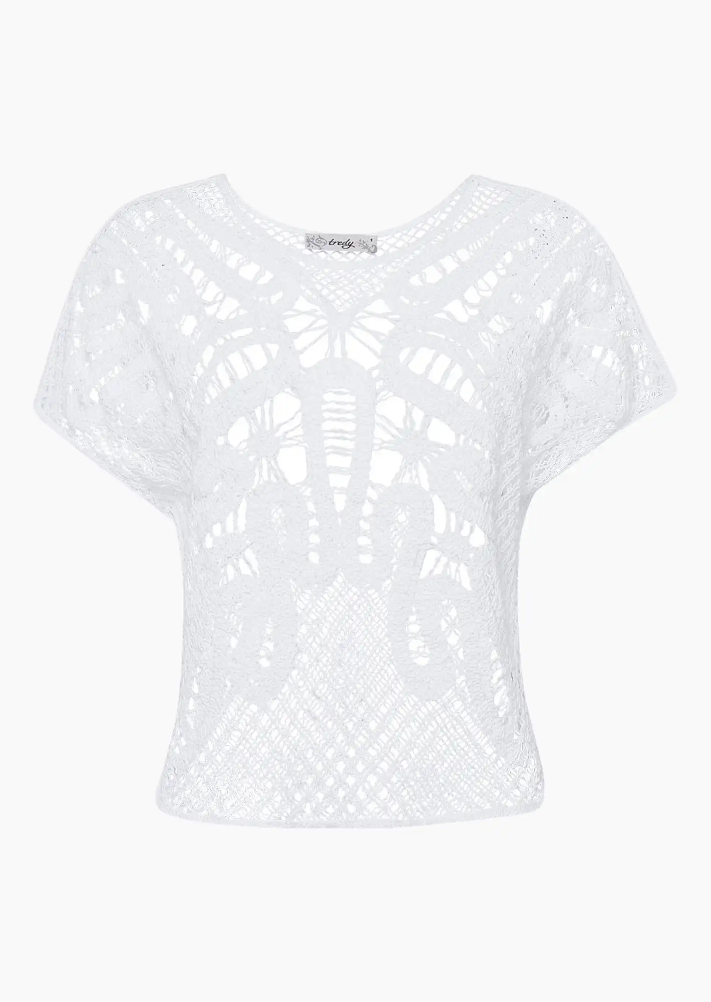 Pullover in Häkel-Optik, weiß