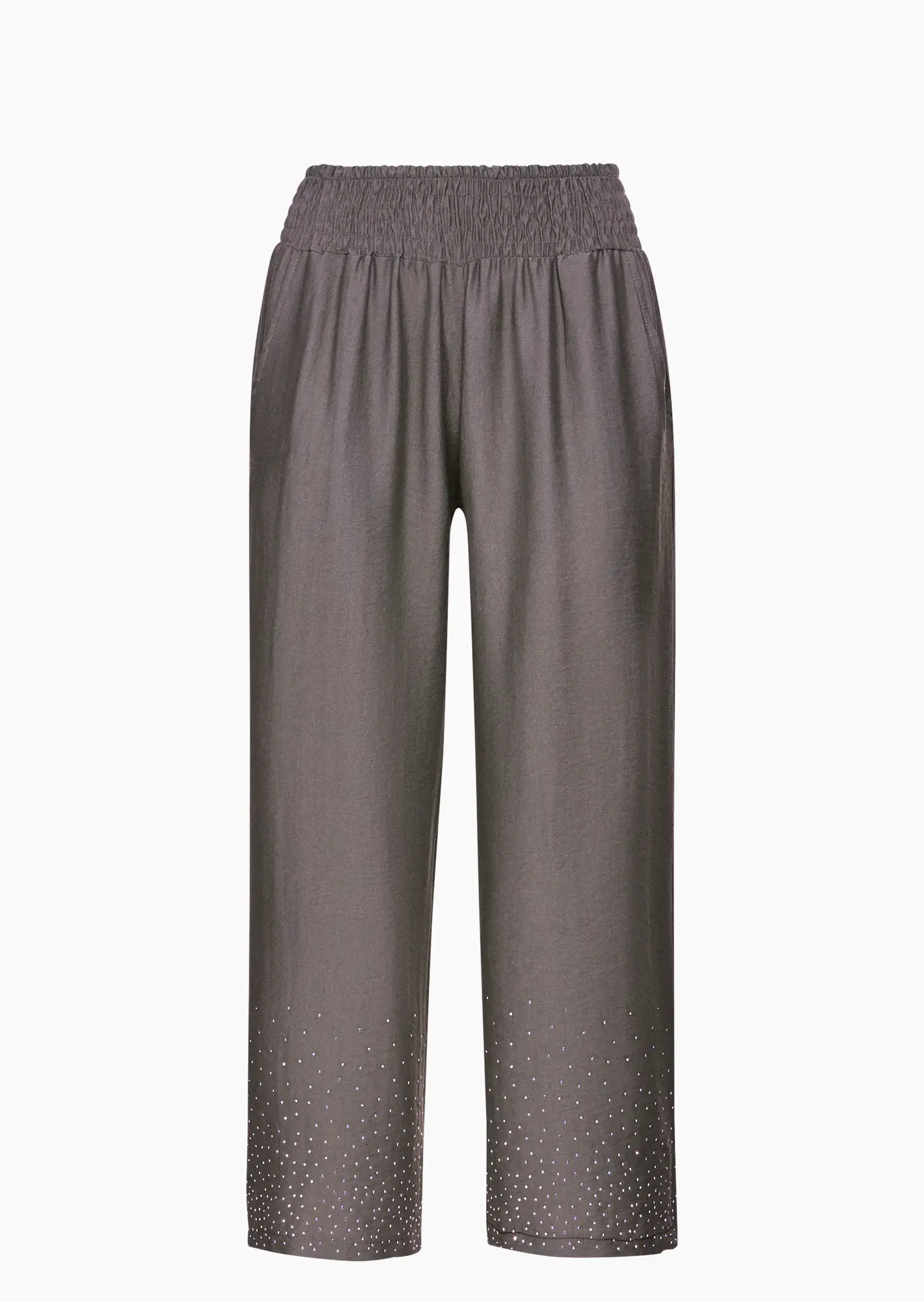 Wide Leg Hose mit dekorativem Saum, fango