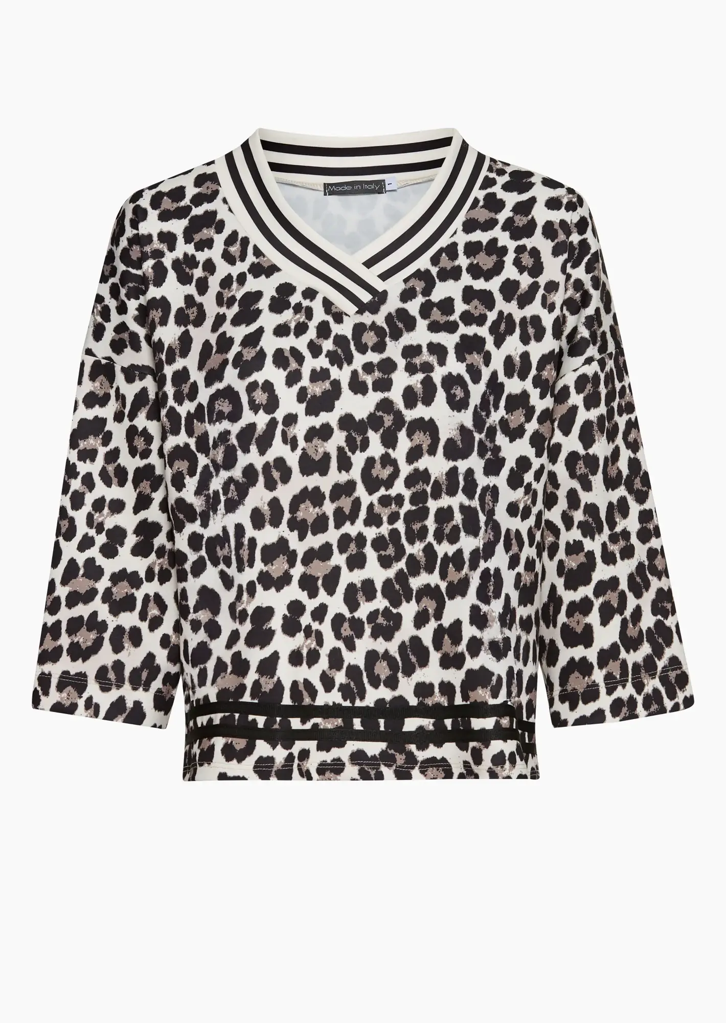 Sweatpullover mit V-Ausschnitt, crema-schwarz
