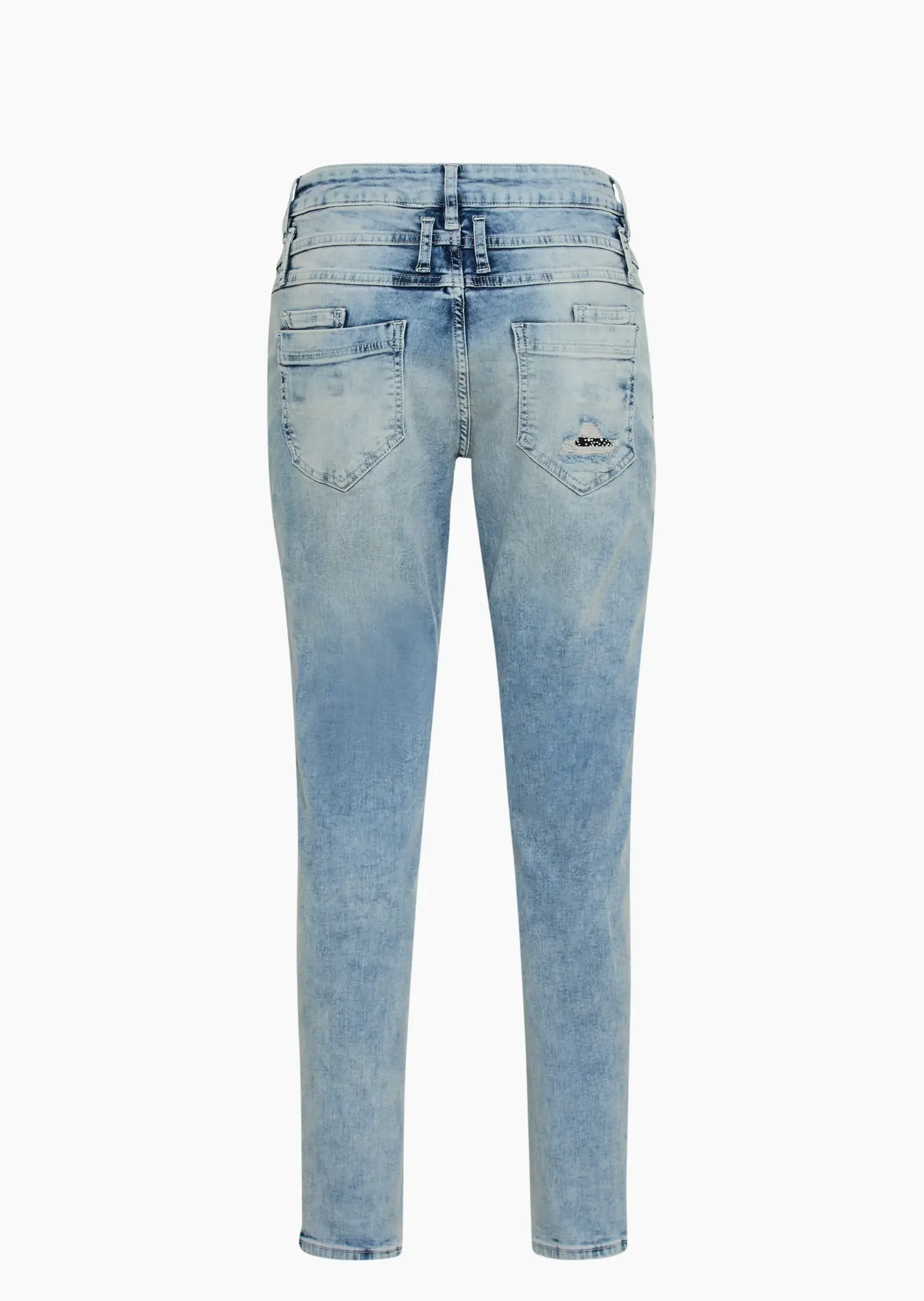 Jeans mit unterlegtem Destroyed, bleached denim