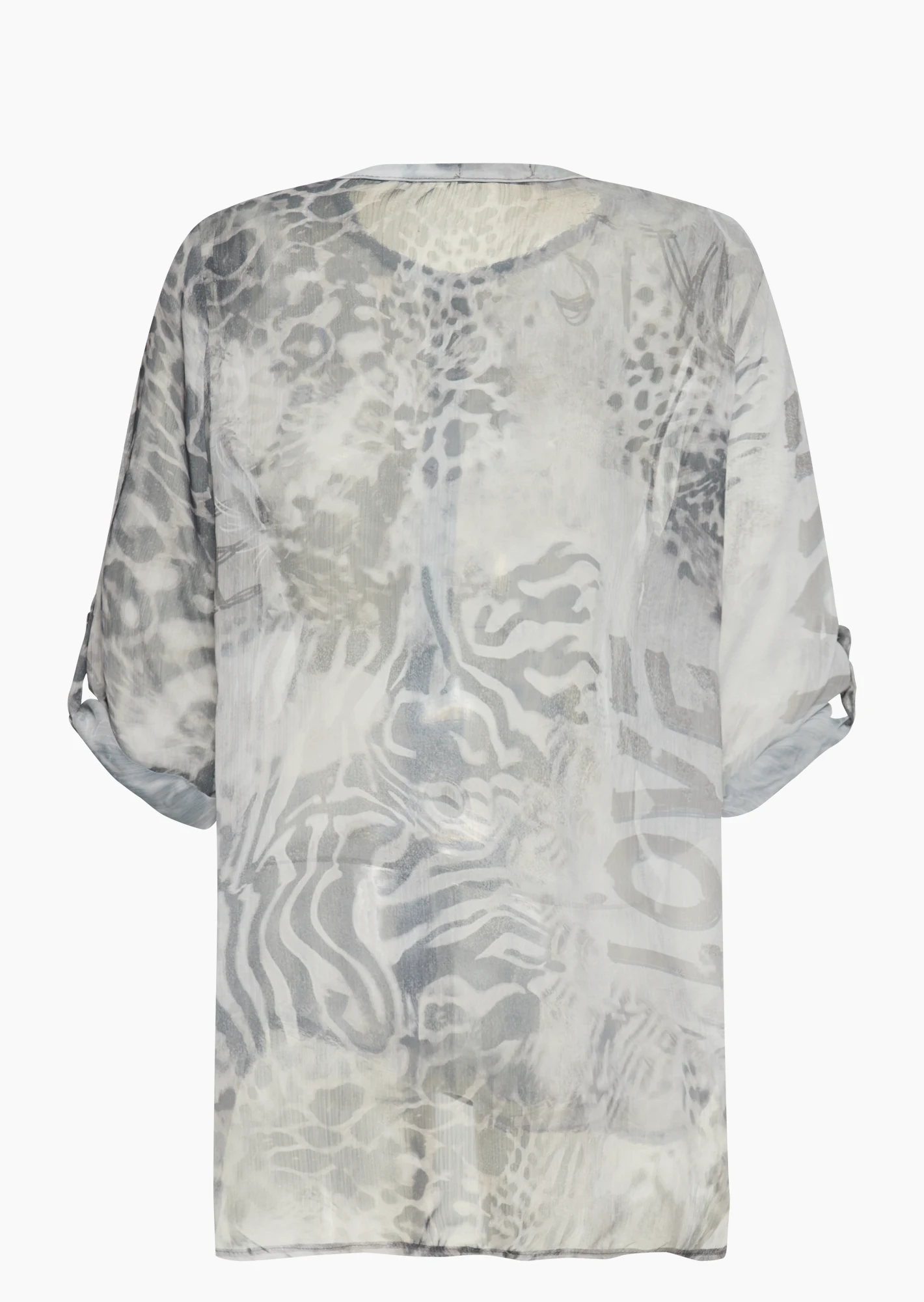 transparente Bluse im Animalprint, crema-schwarz