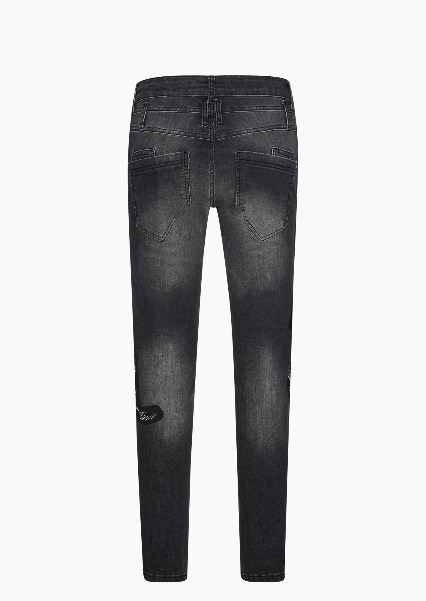 Jeans mit Patch, dark grey denim