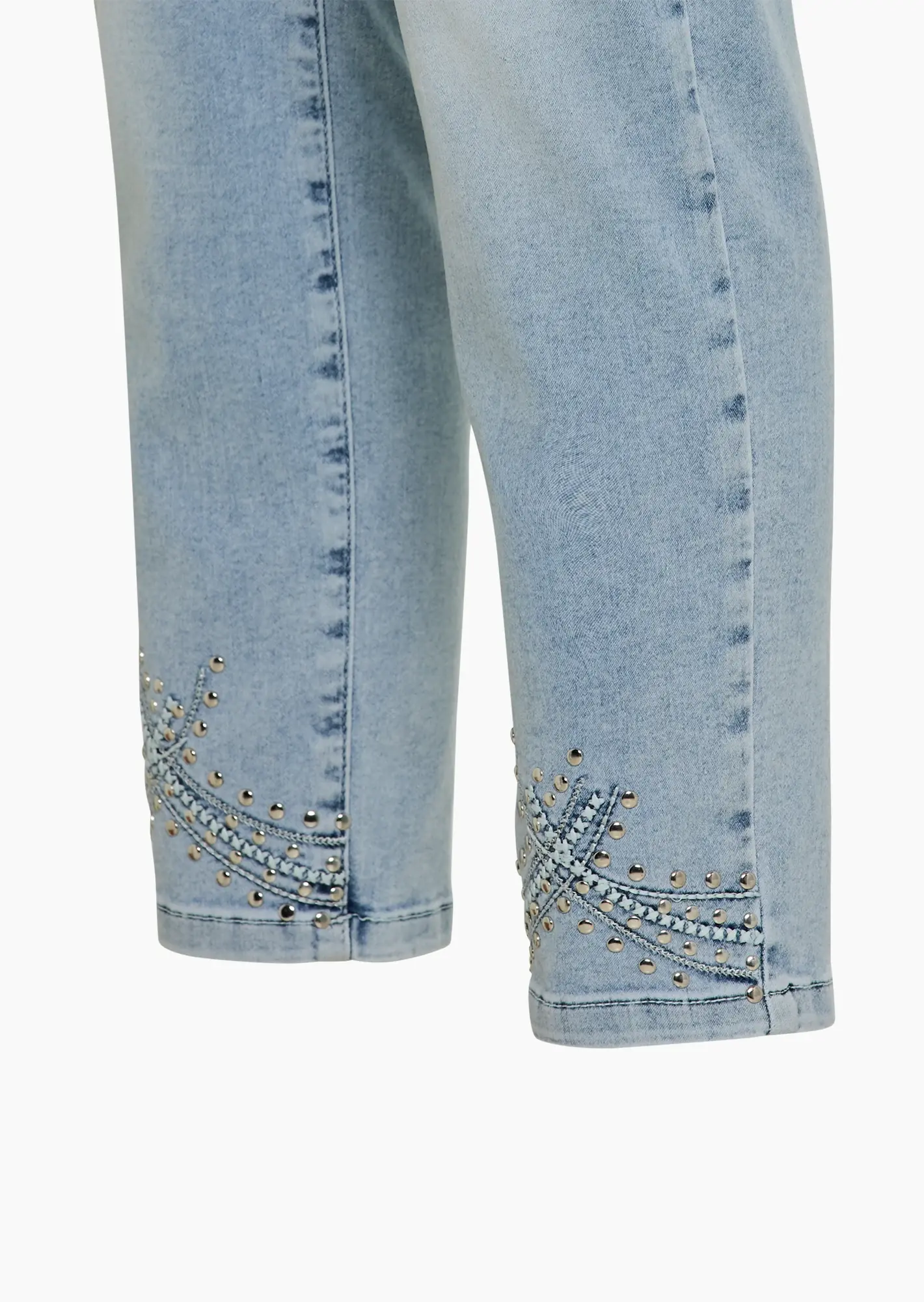 Jeggings mit Ziernieten, light blue denim
