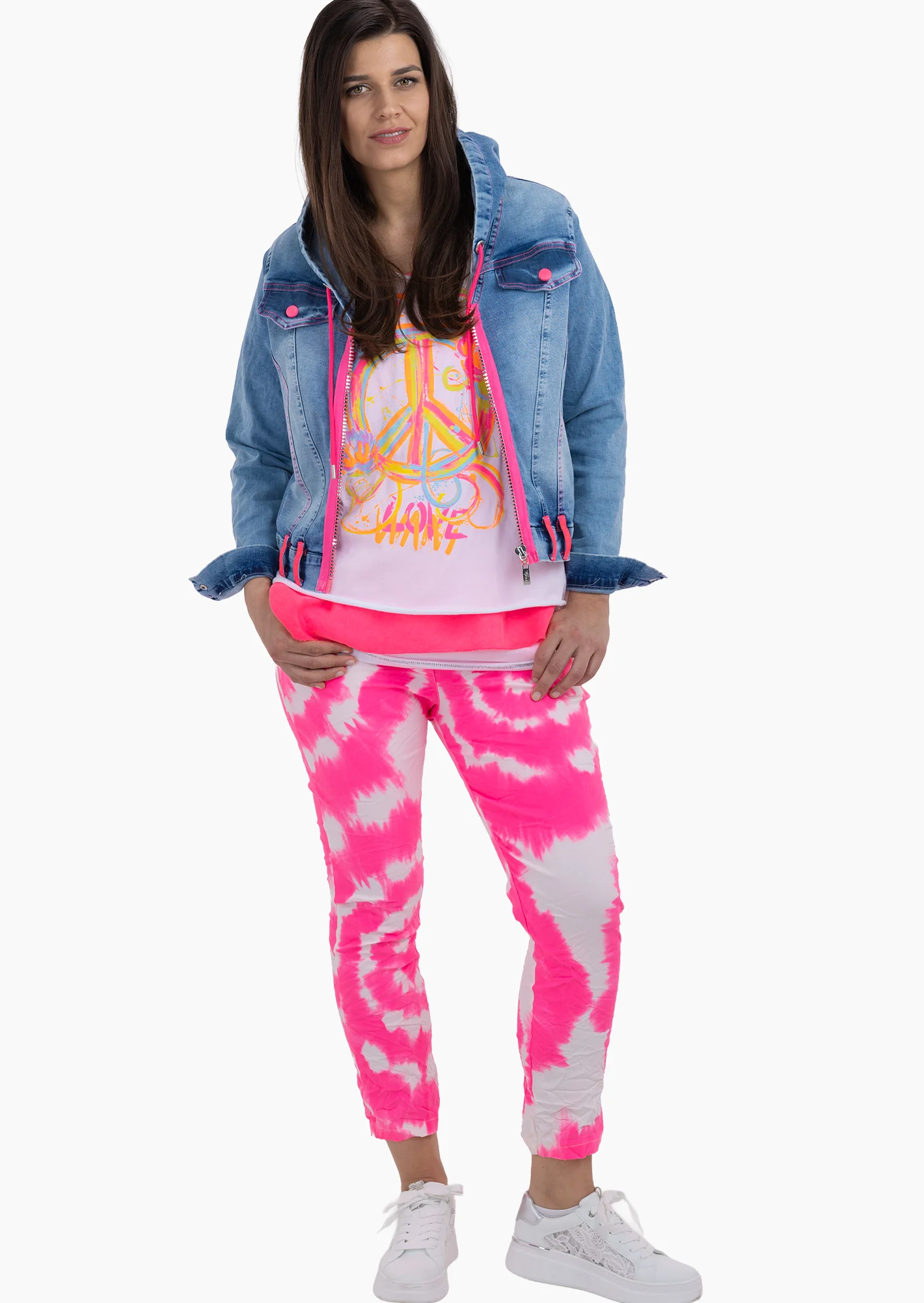 Joggpants im Graffitistyle, neonpink