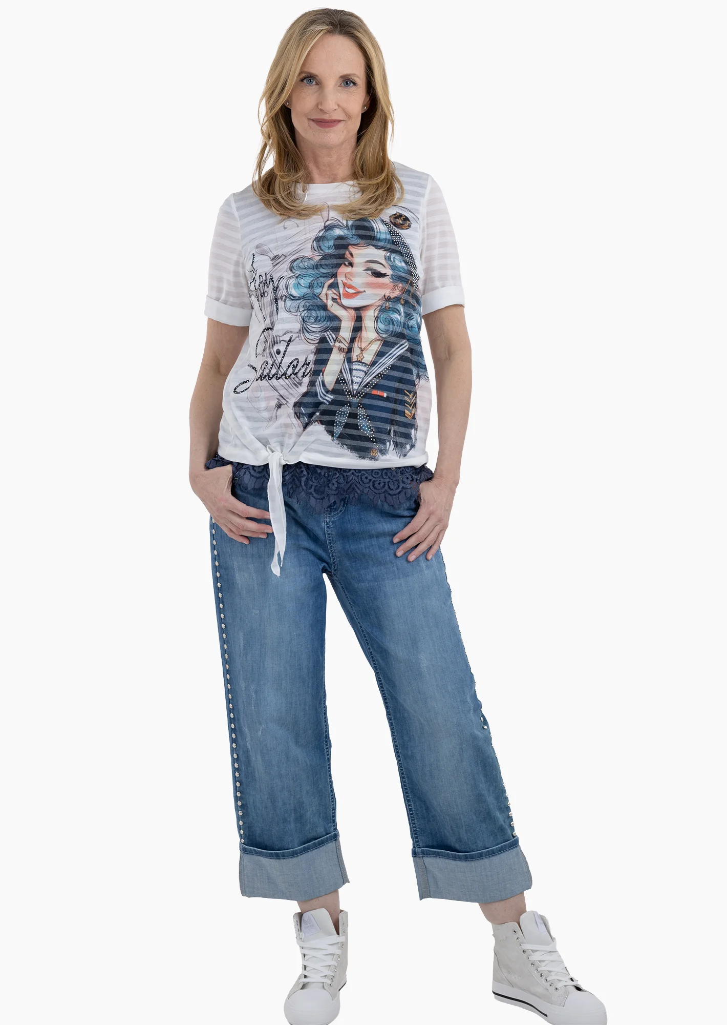 Shirt mit Knoten, offwhite