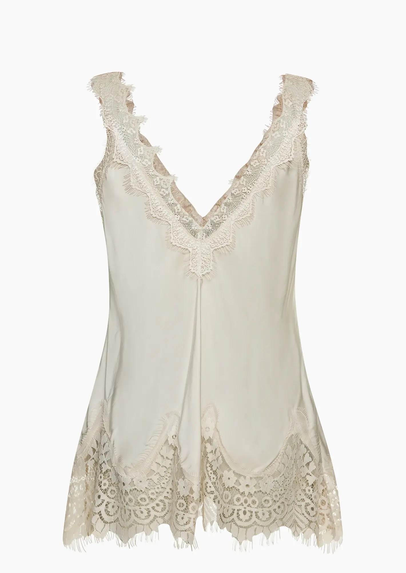 Top aus Viskose-Satin, crema