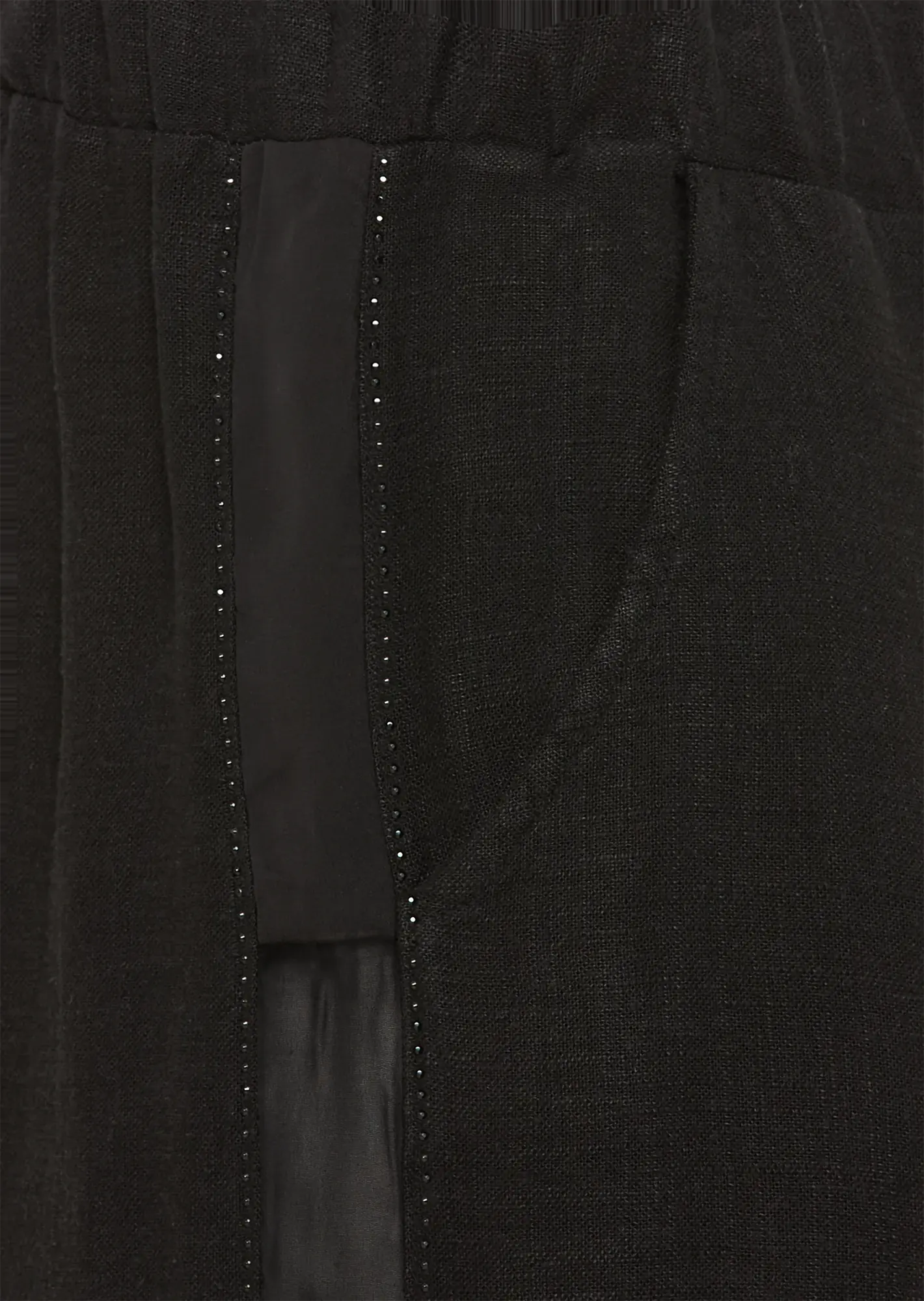 Wide Leg Leinenmixhose, schwarz