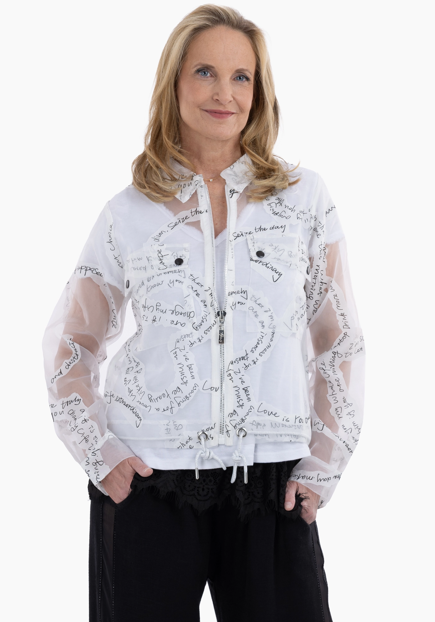 transparente Jacke mit Lettering, offwhite