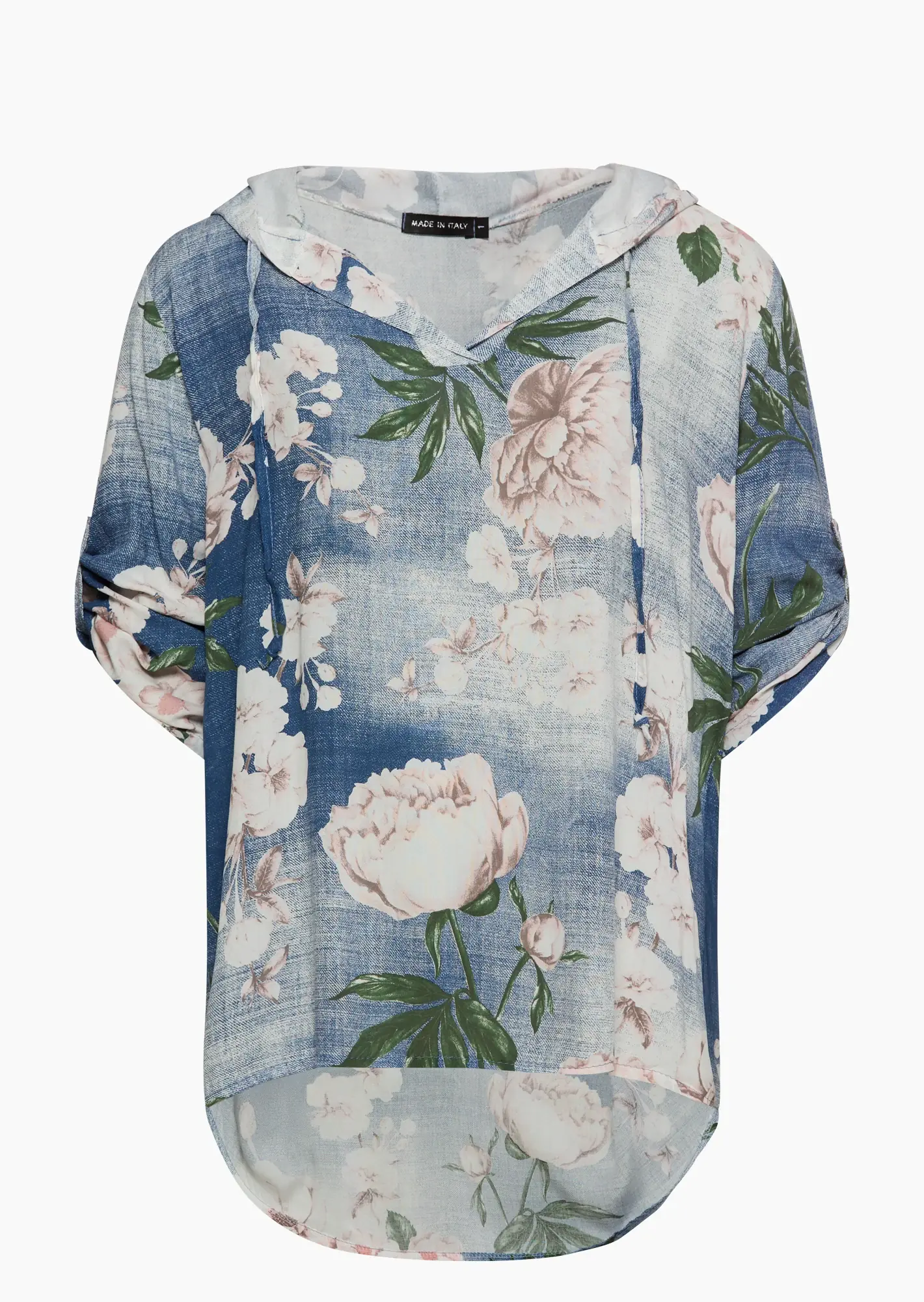 Bluse im floralen Alloverprint, blau