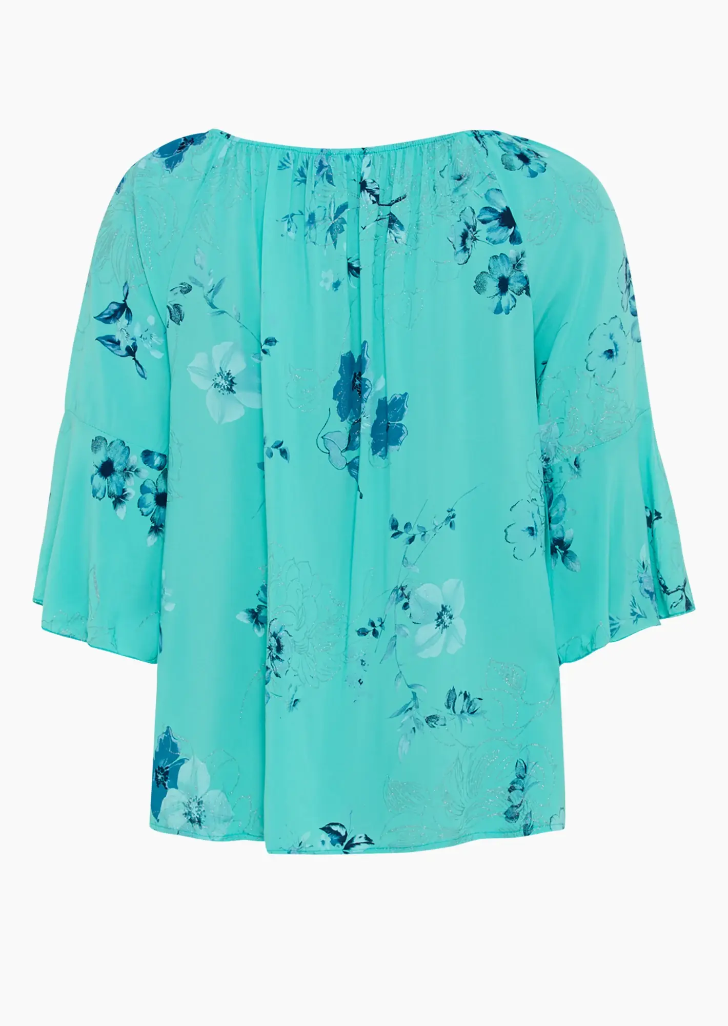 Bluse in A-Linie floral, türkis