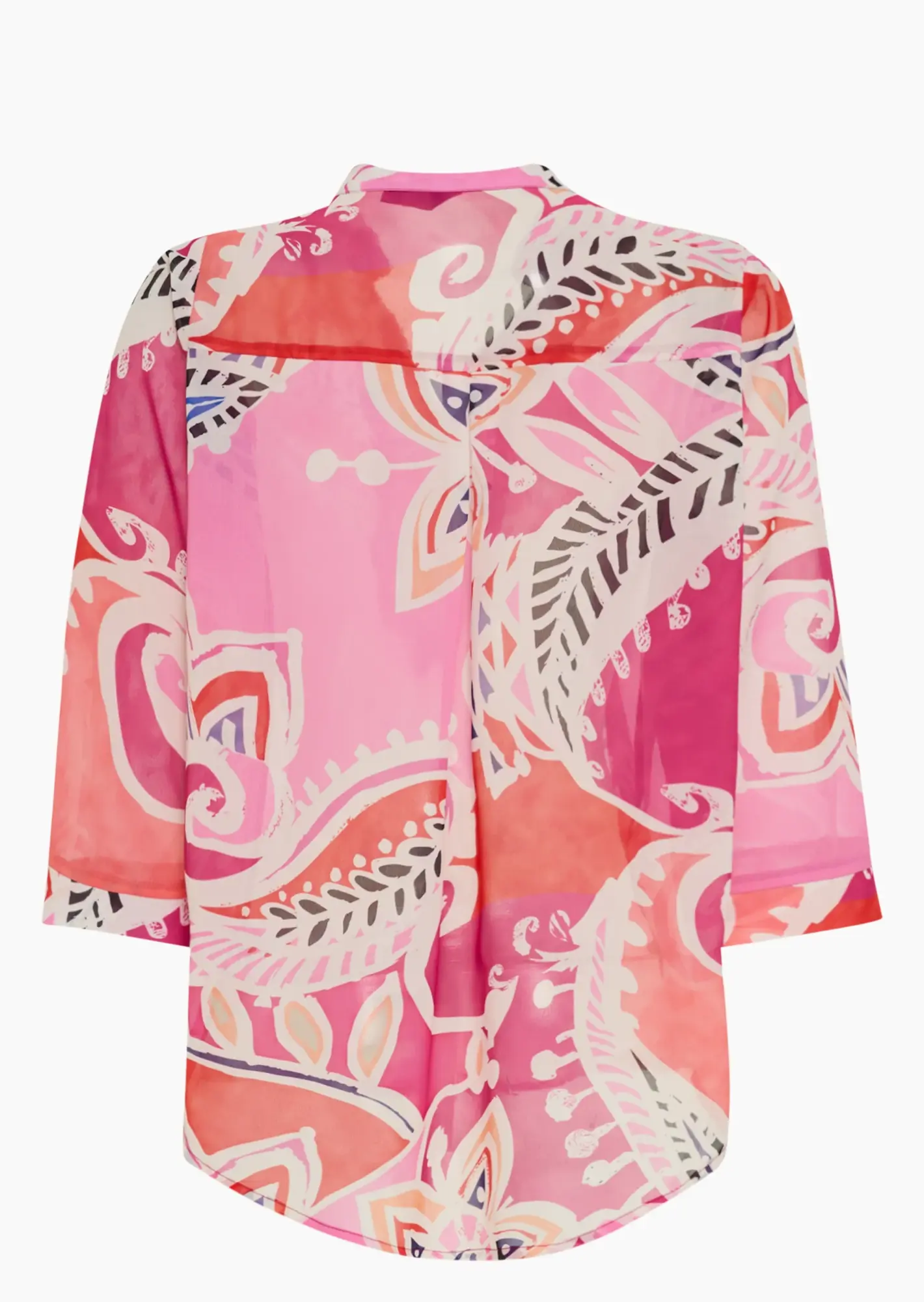 Bluse mit Zierperlen, pink-orange