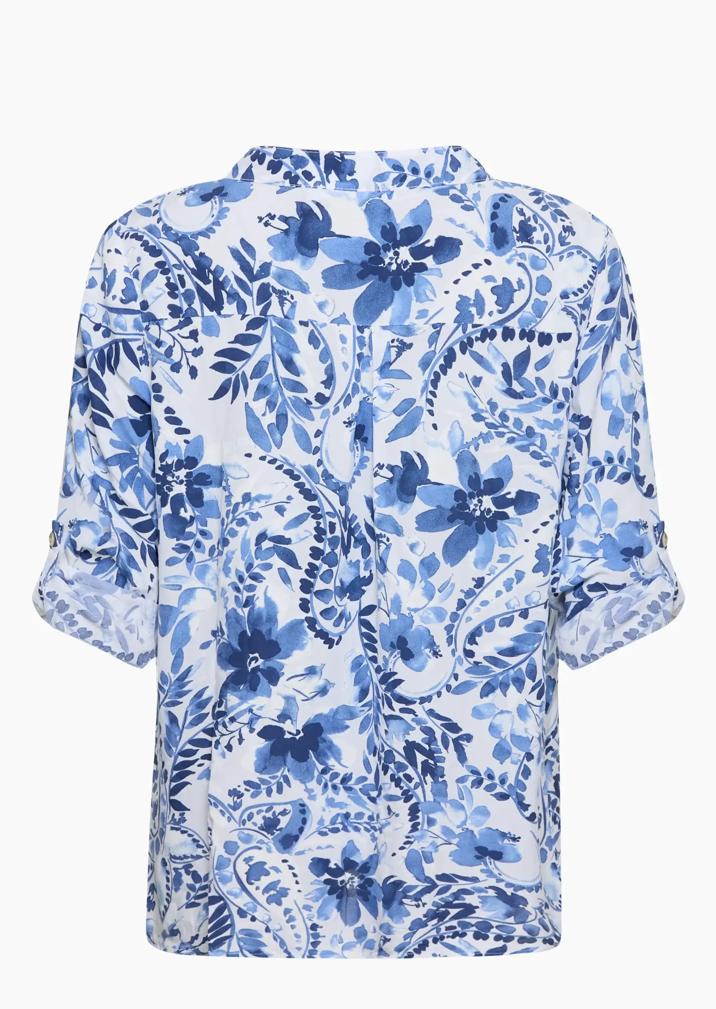 Bluse im Alloverprint, blau-weiß