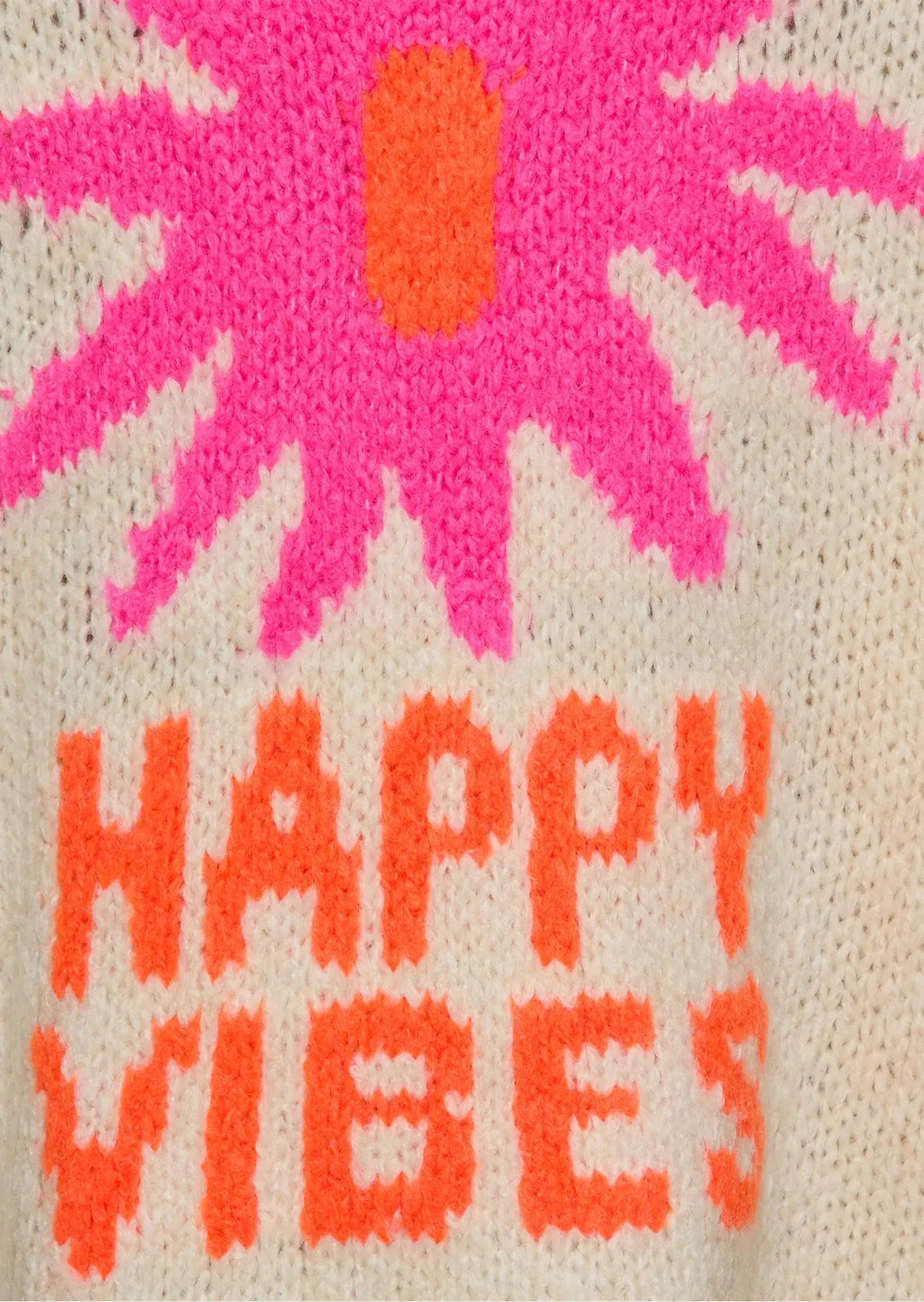 Strickpullover 'Happy vibes', crema
