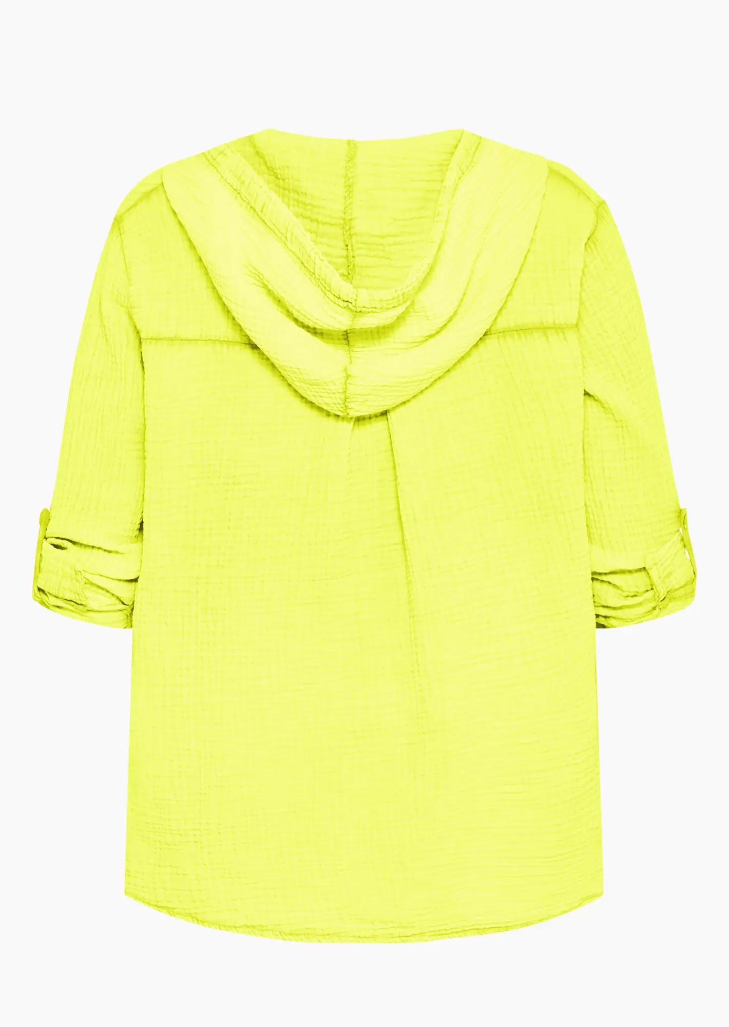 Musselin-Bluse mit Kapuze, neongelb