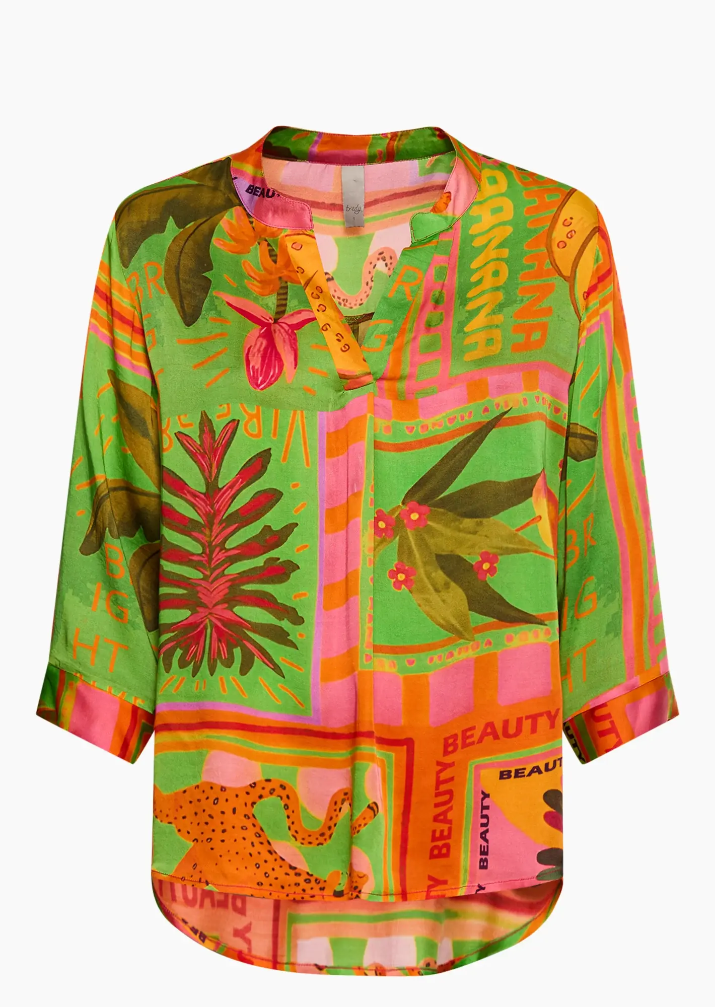Bluse aus Viskose-Satin, bunt