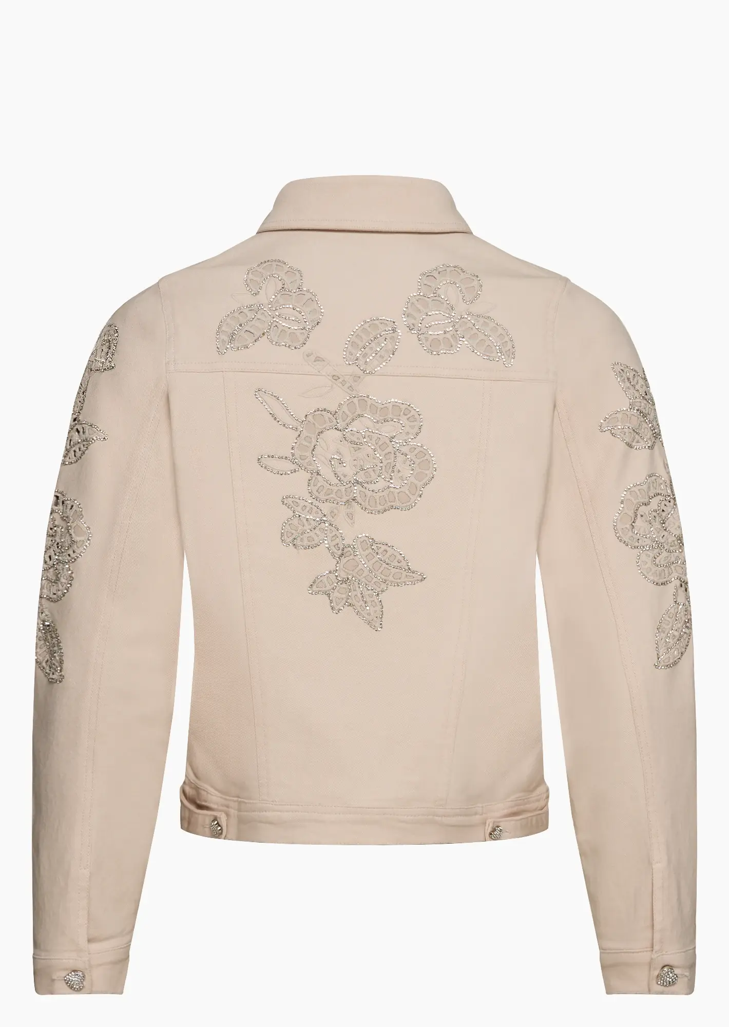 Jeansjacke mit Lochstickerei, crema