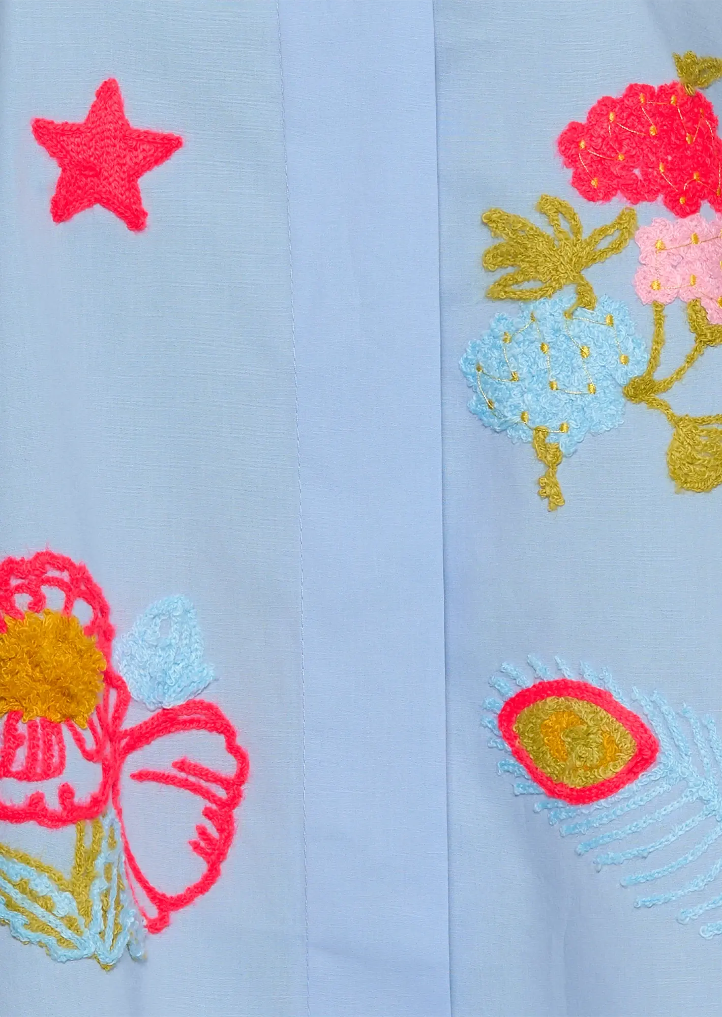 Bluse mit Stickerei, blau