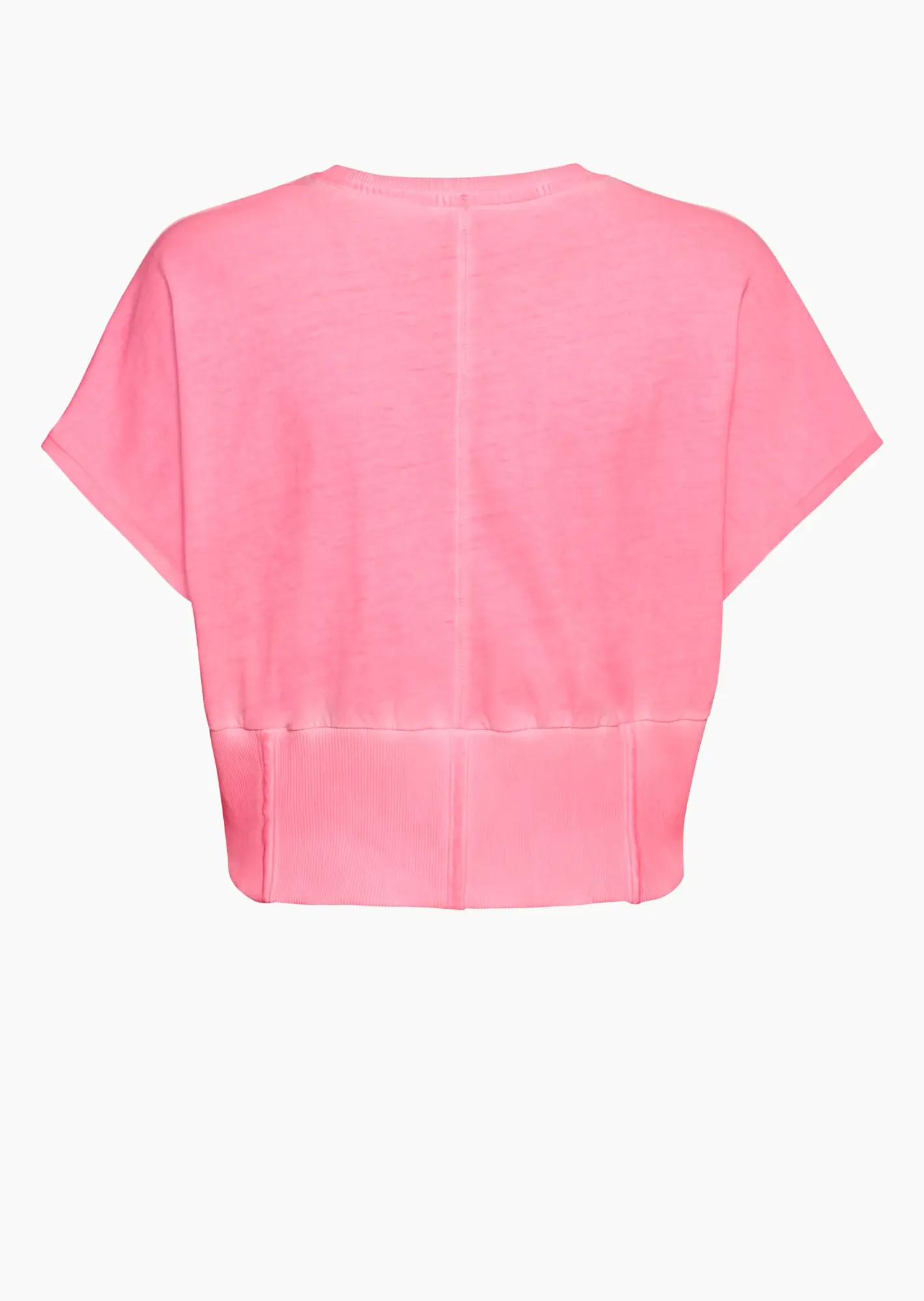 Croppped Shirt mit breitem Bündchen, neonpink