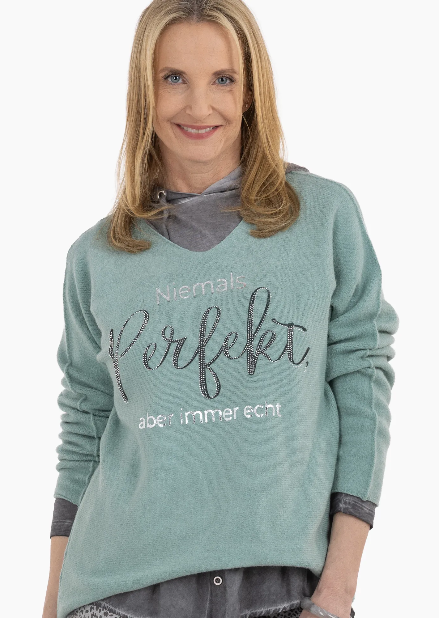 Strickpullover 'Perfekt', misty green