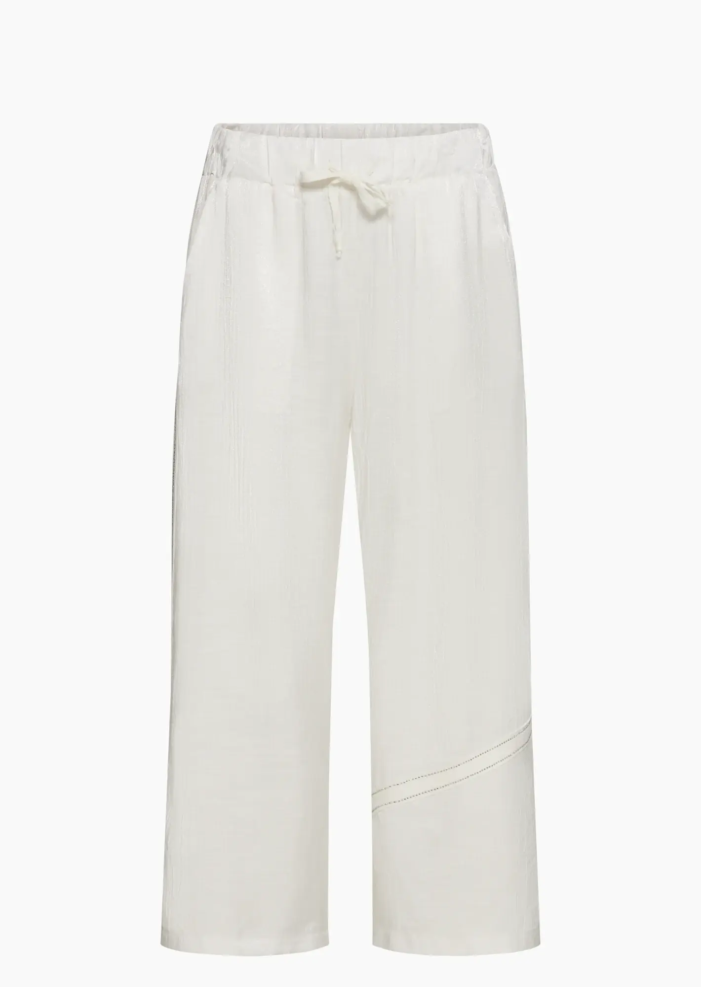 schimmernde Wide Leg Hose, offwhite