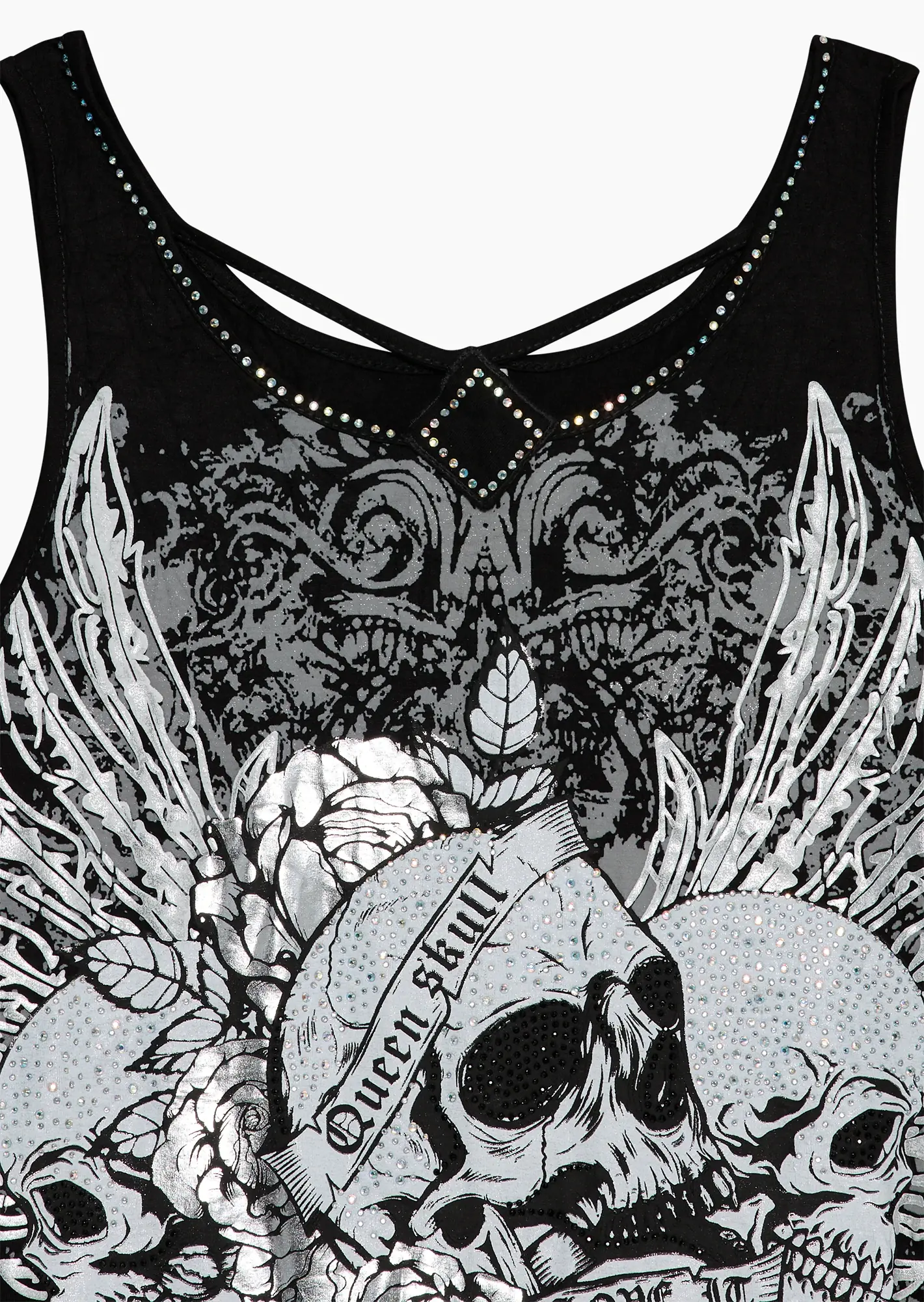Top im Lagenlook mit Glitzerdetails, schwarz