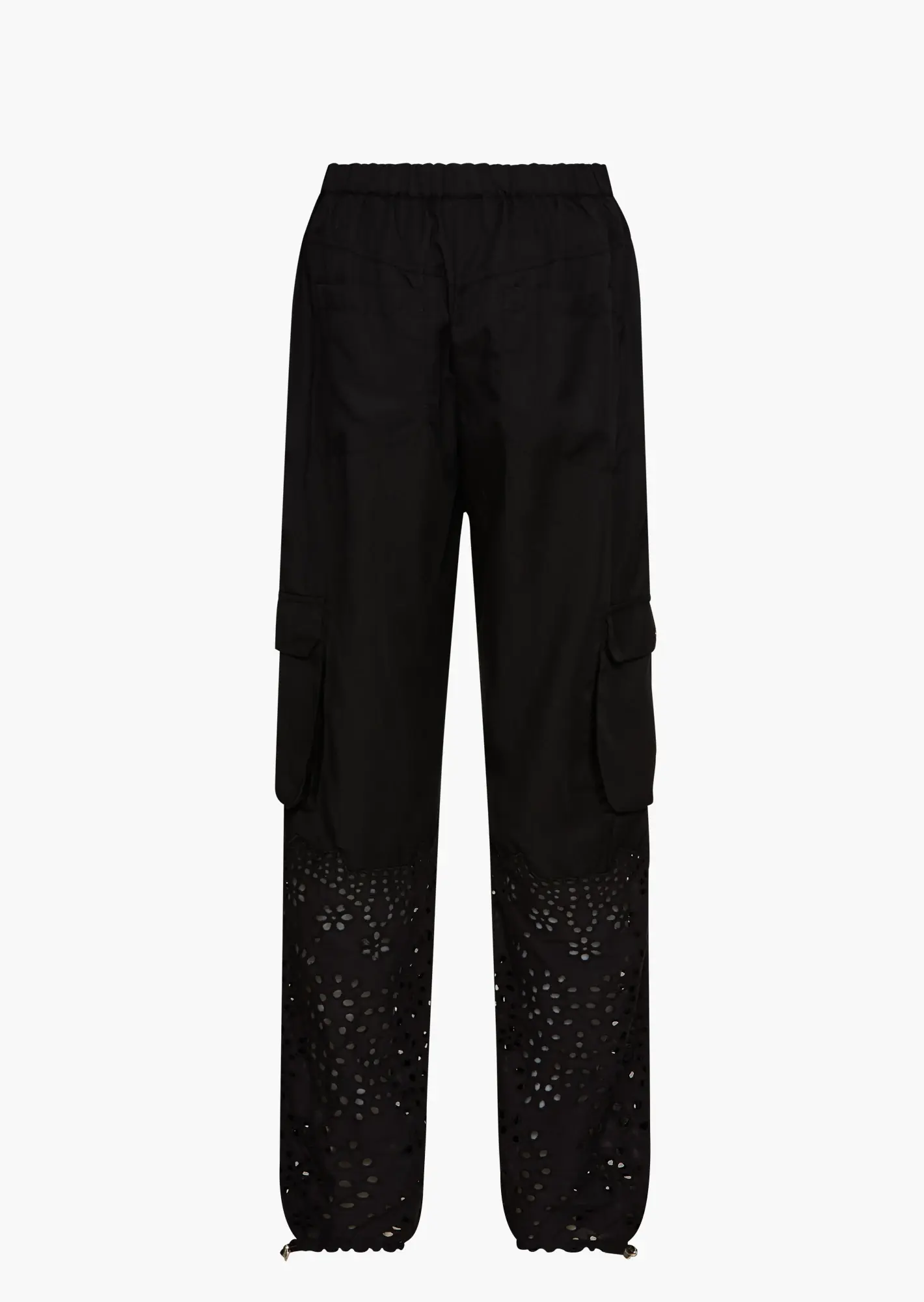 Tencel-Cargo-Hose mit Lochstickerei, schwarz