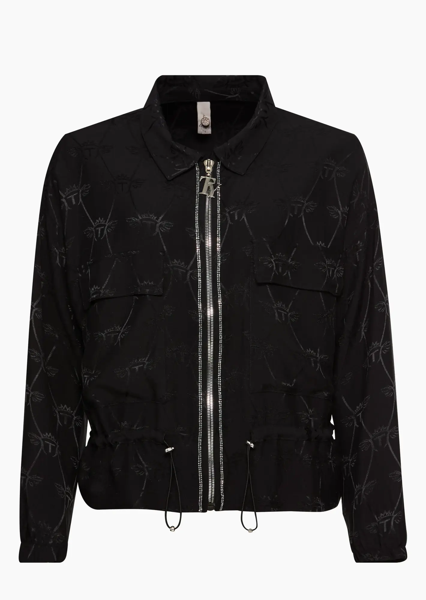 leichte Jacke  mit Ziersteinen, schwarz