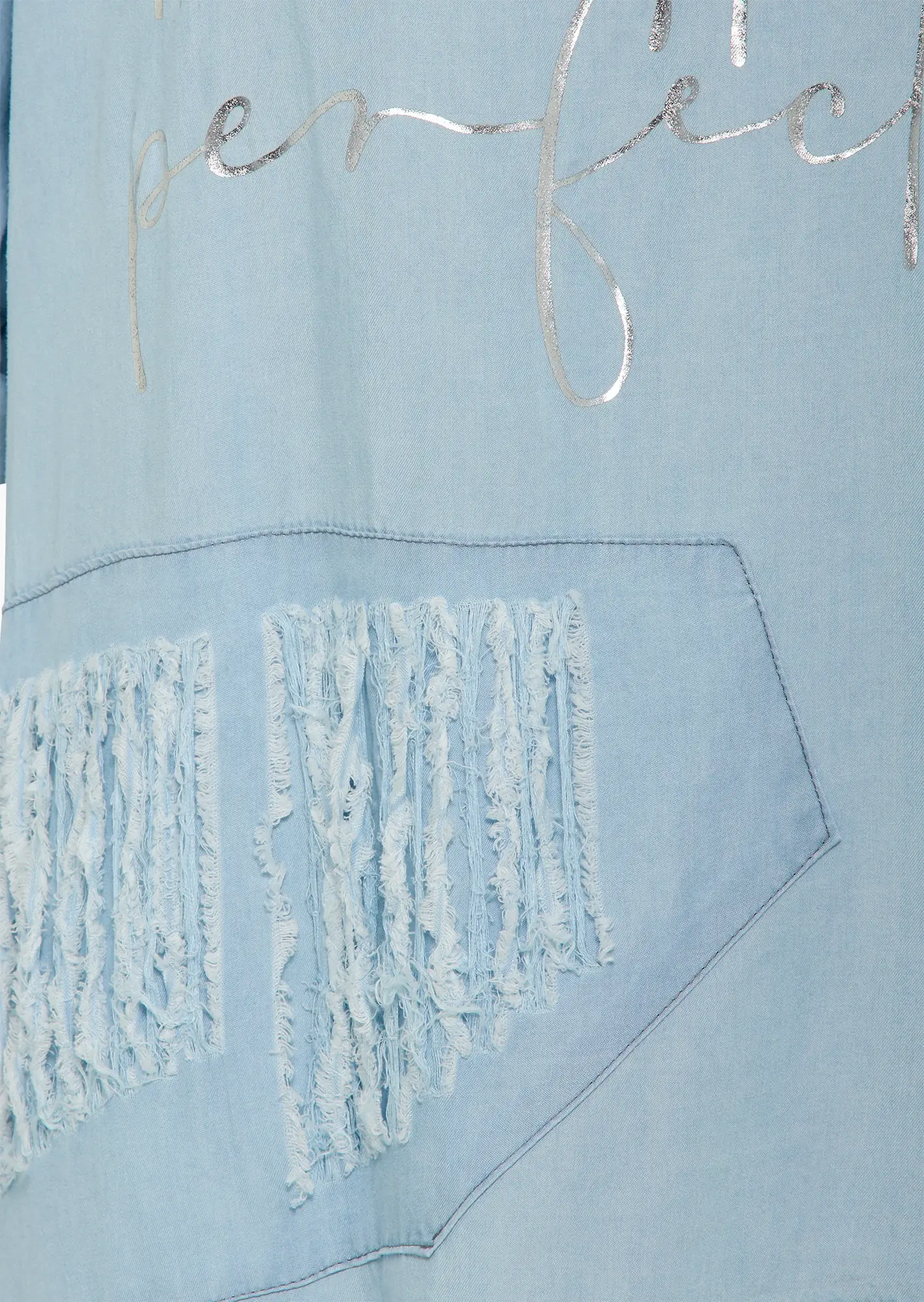 Bluse im Vokuhilastyle, bleached denim