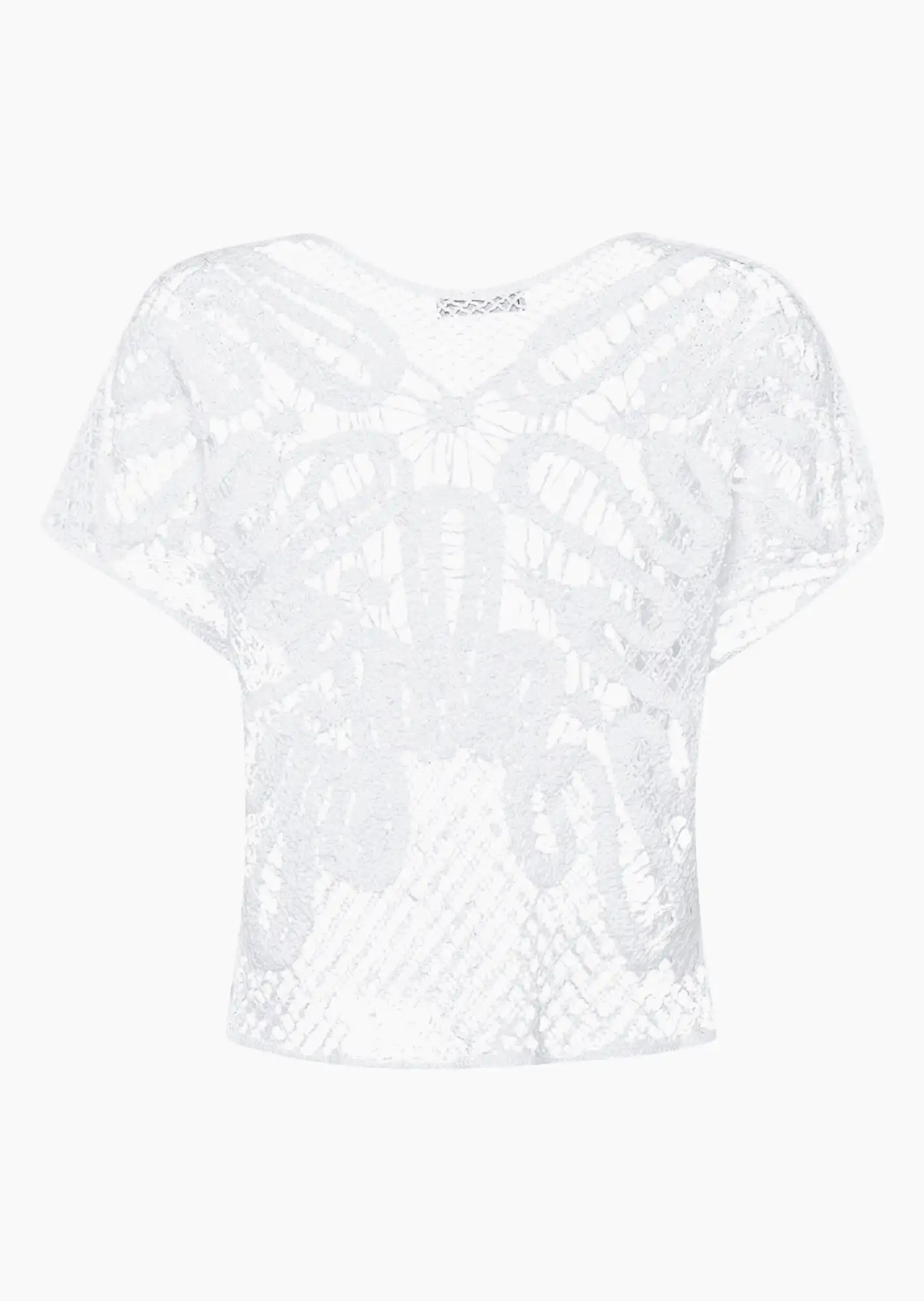 Pullover in Häkel-Optik, weiß
