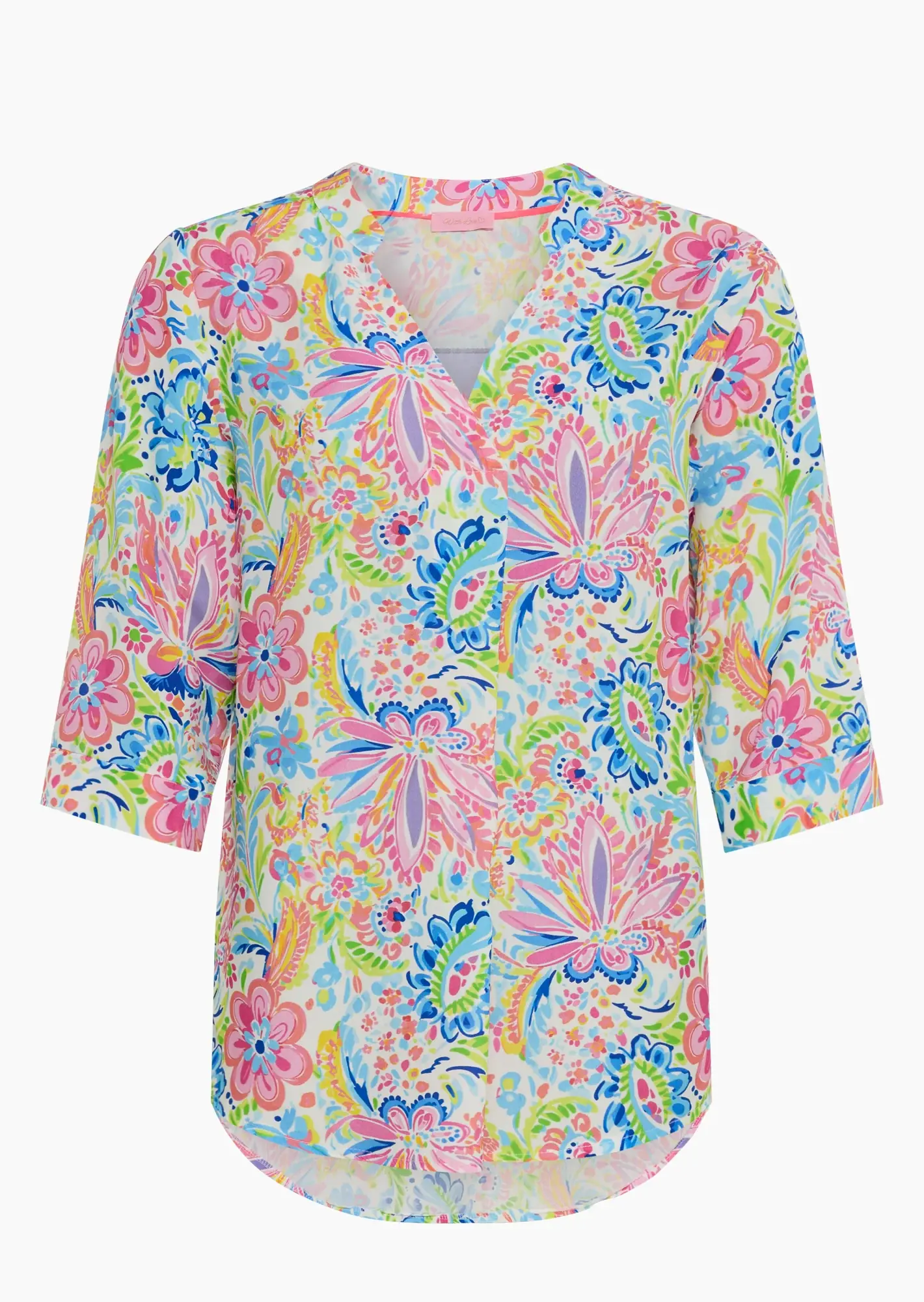Viskose-Bluse im floralen Print, weiß-bunt