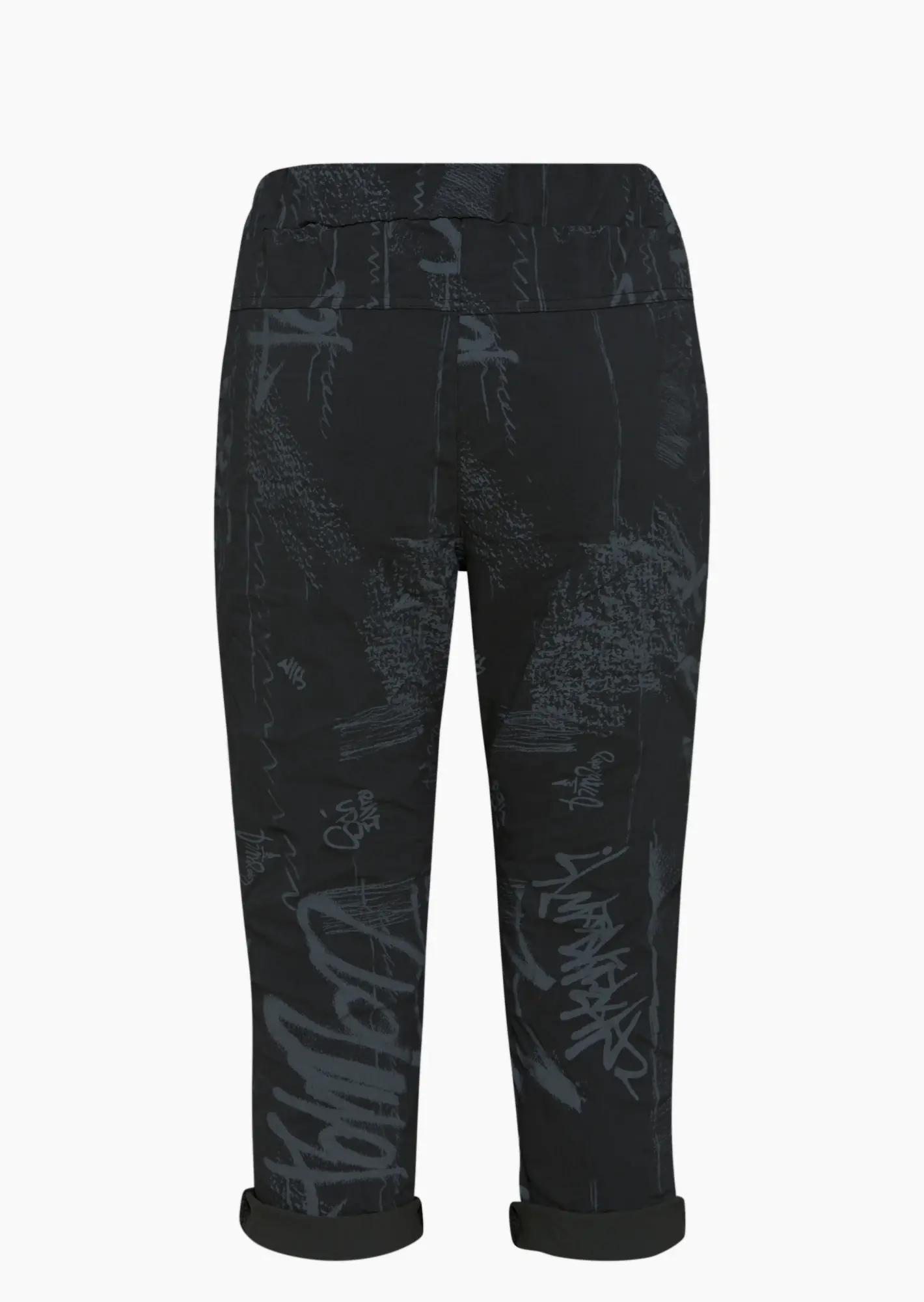Capri-Joggpants mit Print, schwarz