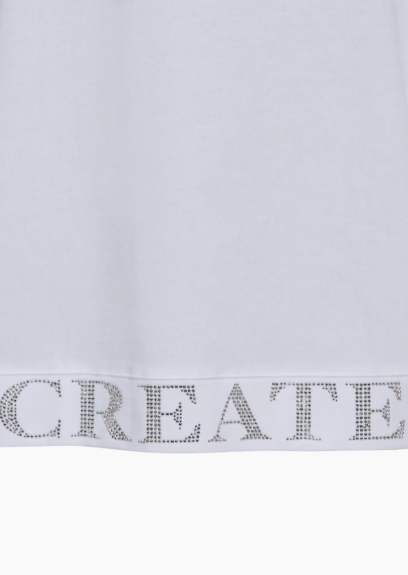 T-Shirt mit Lettering aus Ziersteinen, weiß
