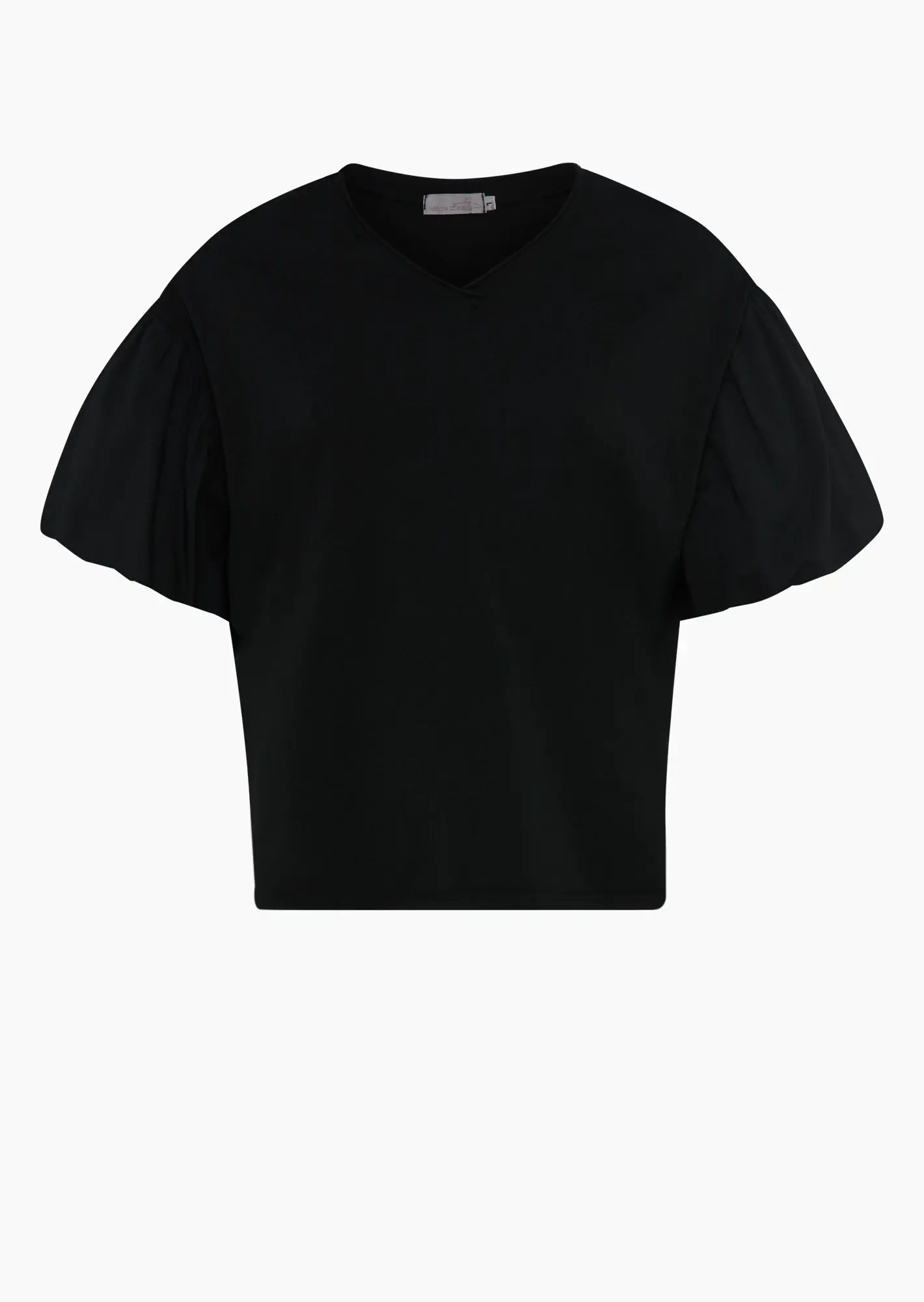 T-Shirt mit Ballonärmeln, schwarz