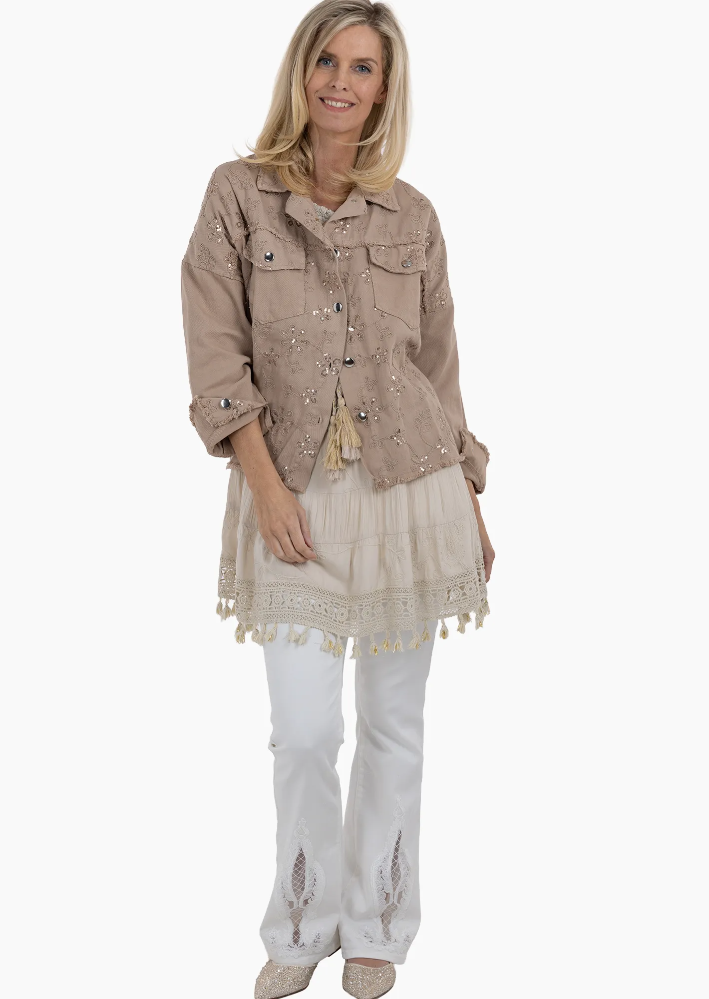 Jeggings im Bootcut-Style, offwhite