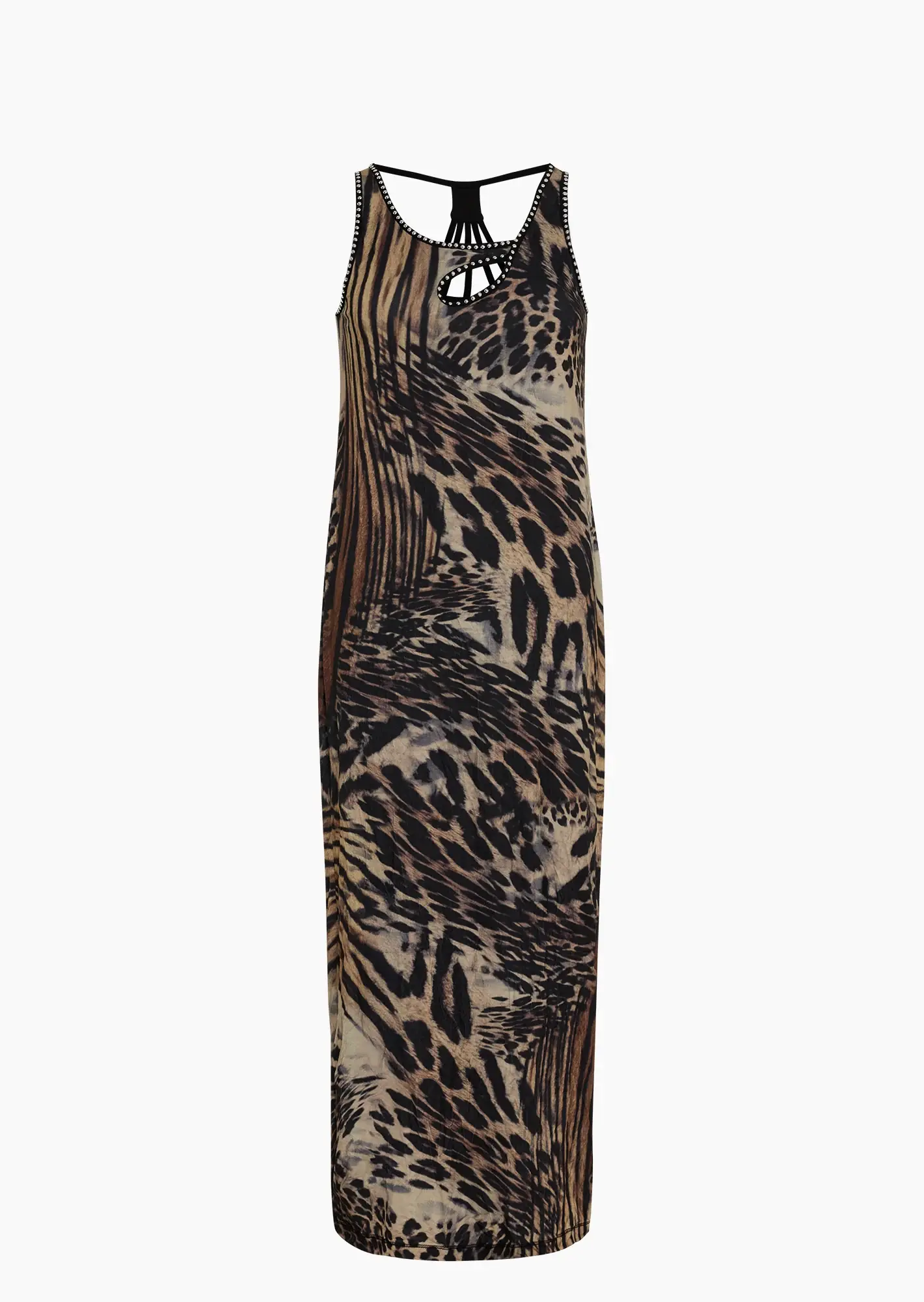 figurbetontes Kleid im Animalprint, beige