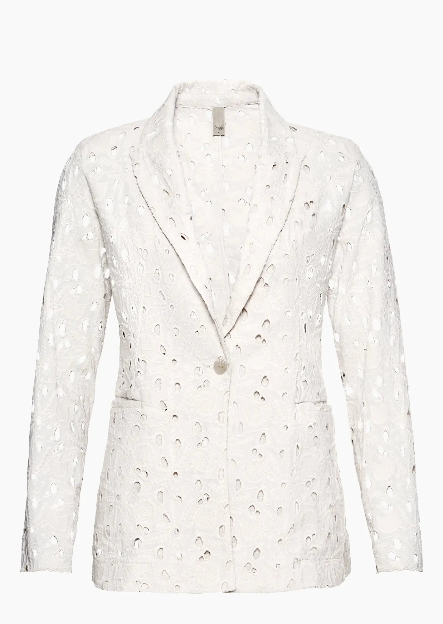Blazer mit Lochstickerei, offwhite
