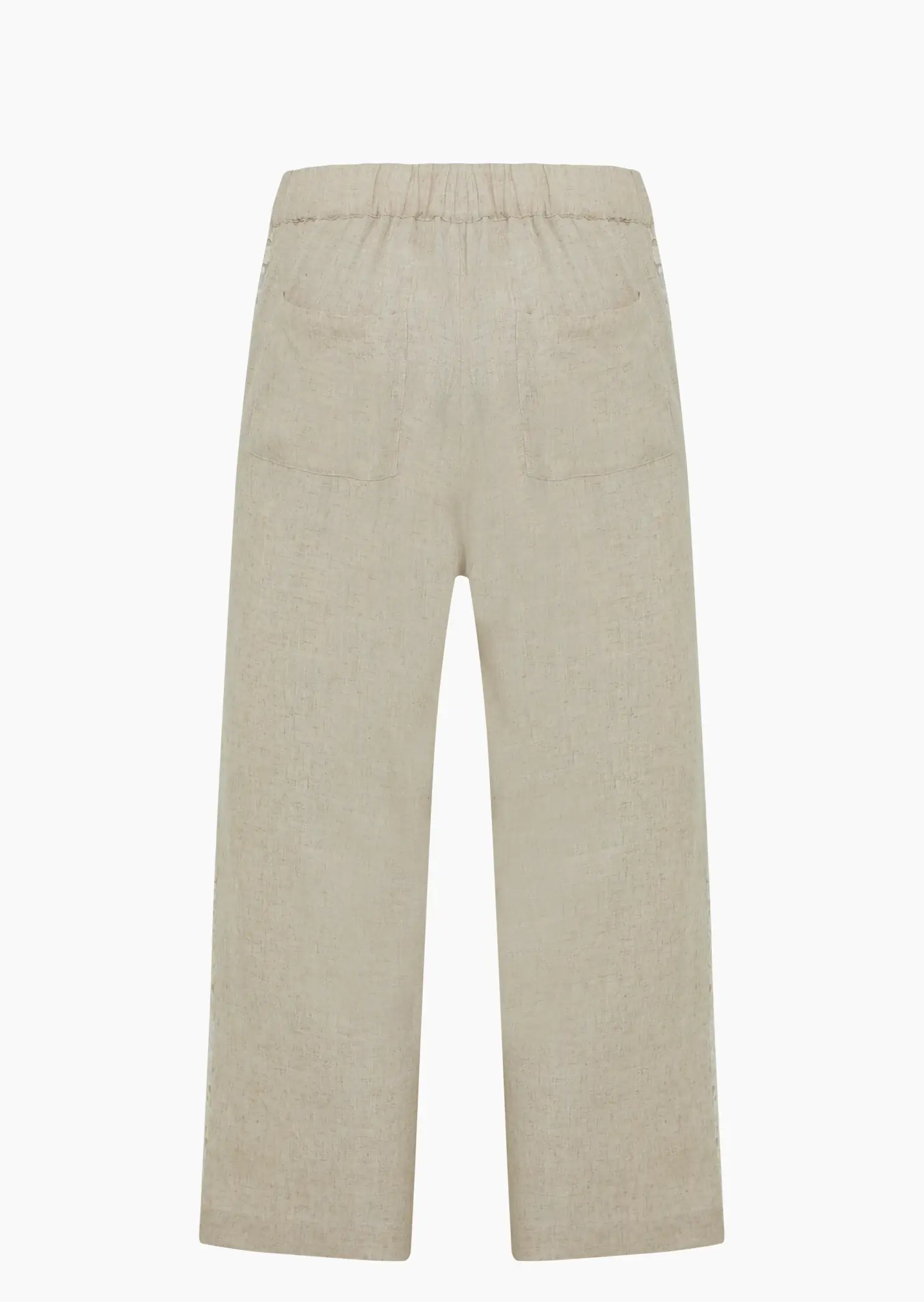 Leinenmixhose mit Häkelspitze, sand-melange