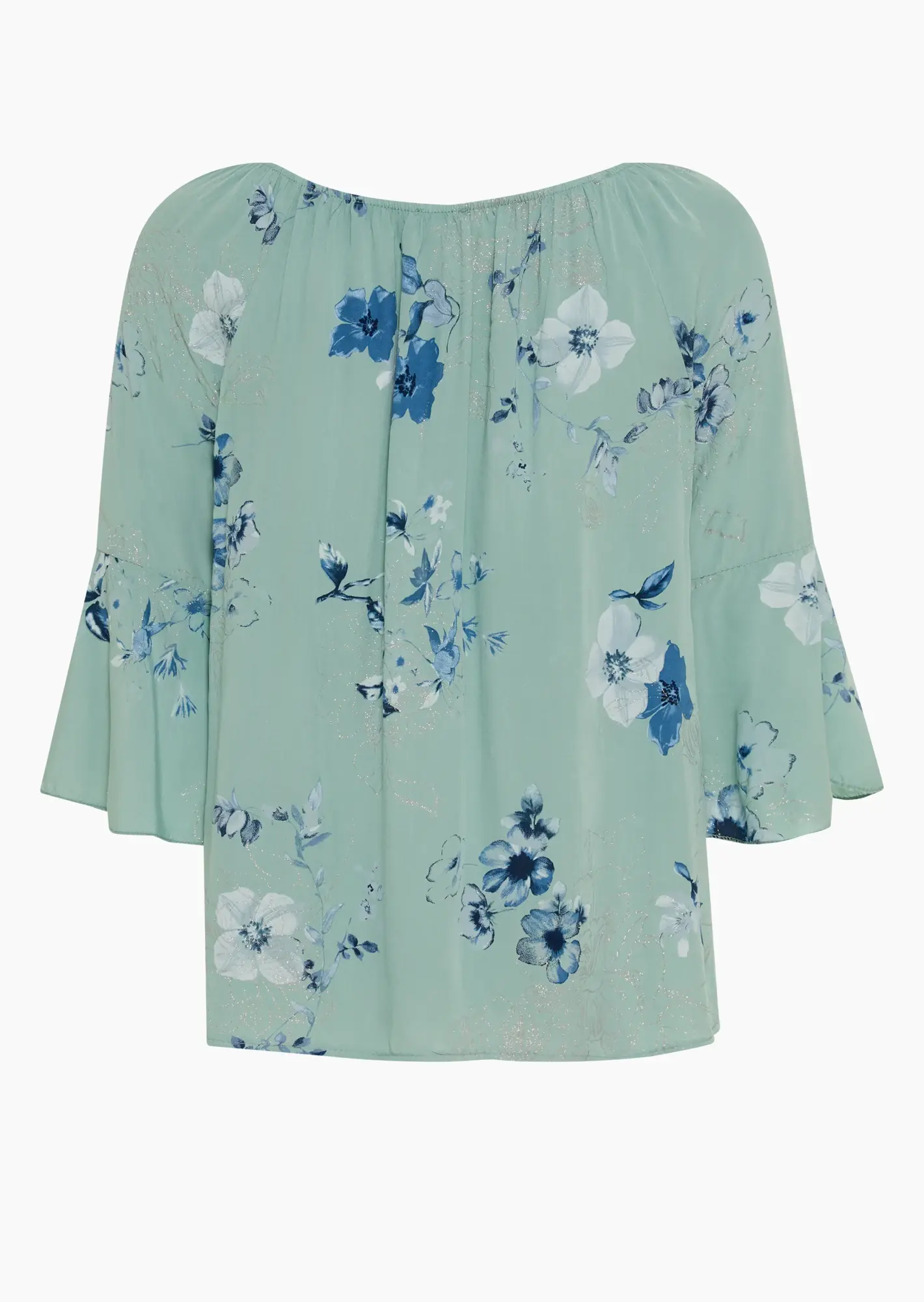 Bluse in A-Linie floral, misty green