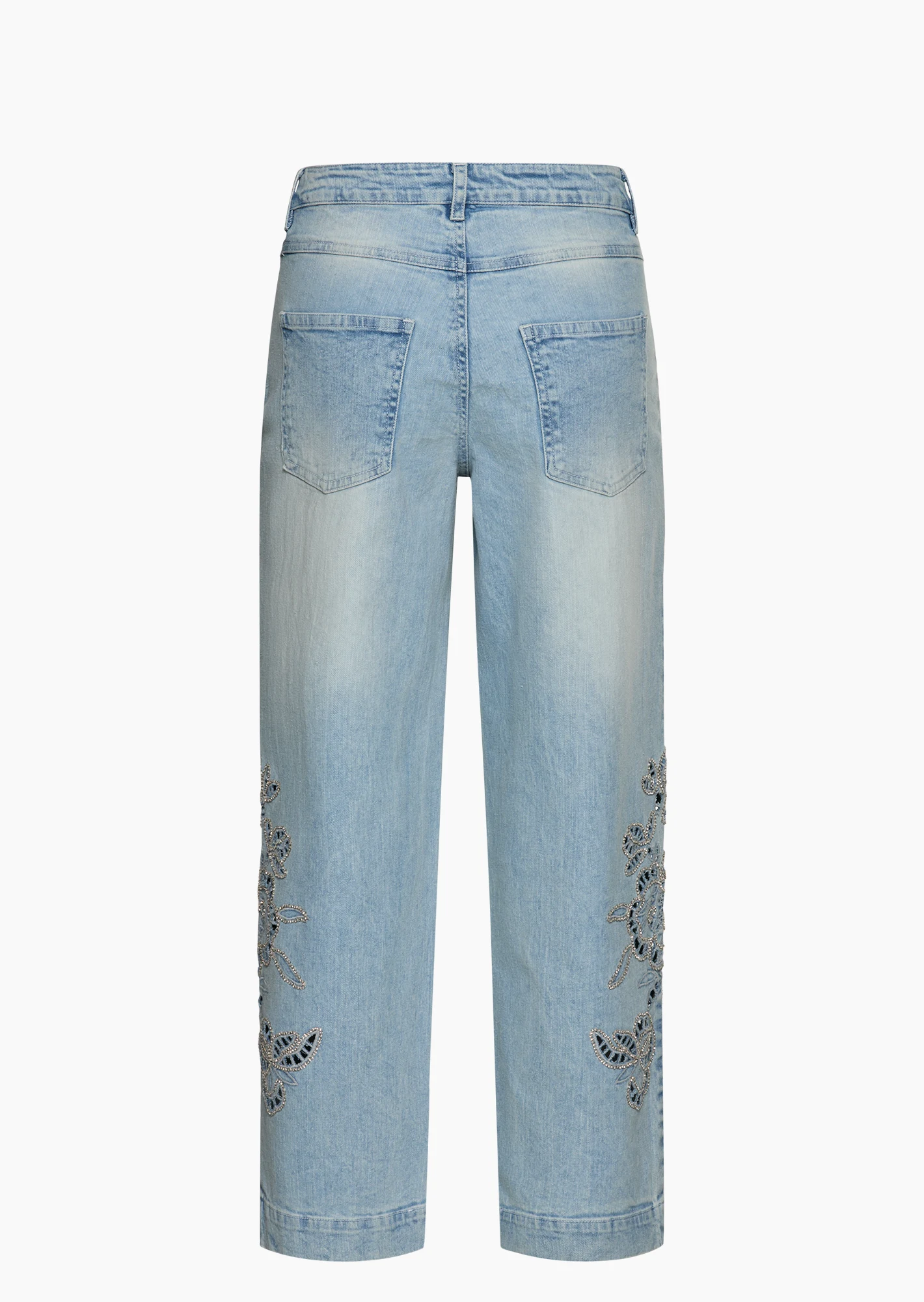 Jeans mit Lochstickerei, bleached blue denim