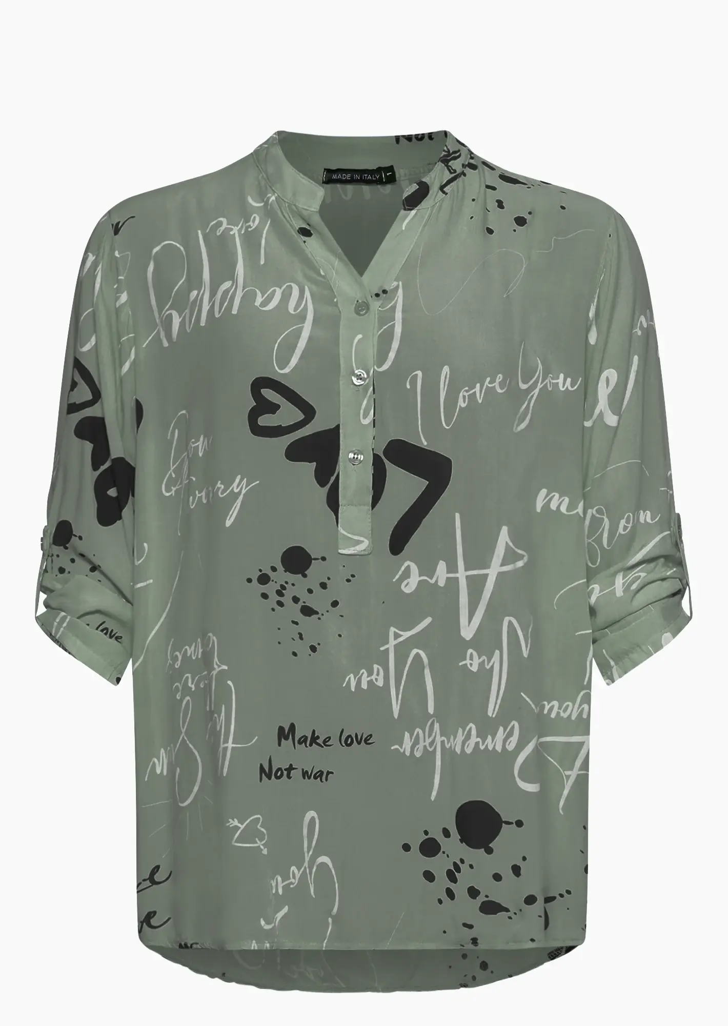 Bluse im Alloverprint, khaki