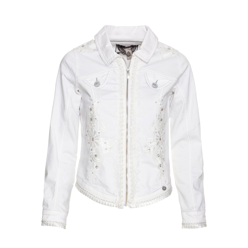 Jeansjacke mit Applikationen, weiß