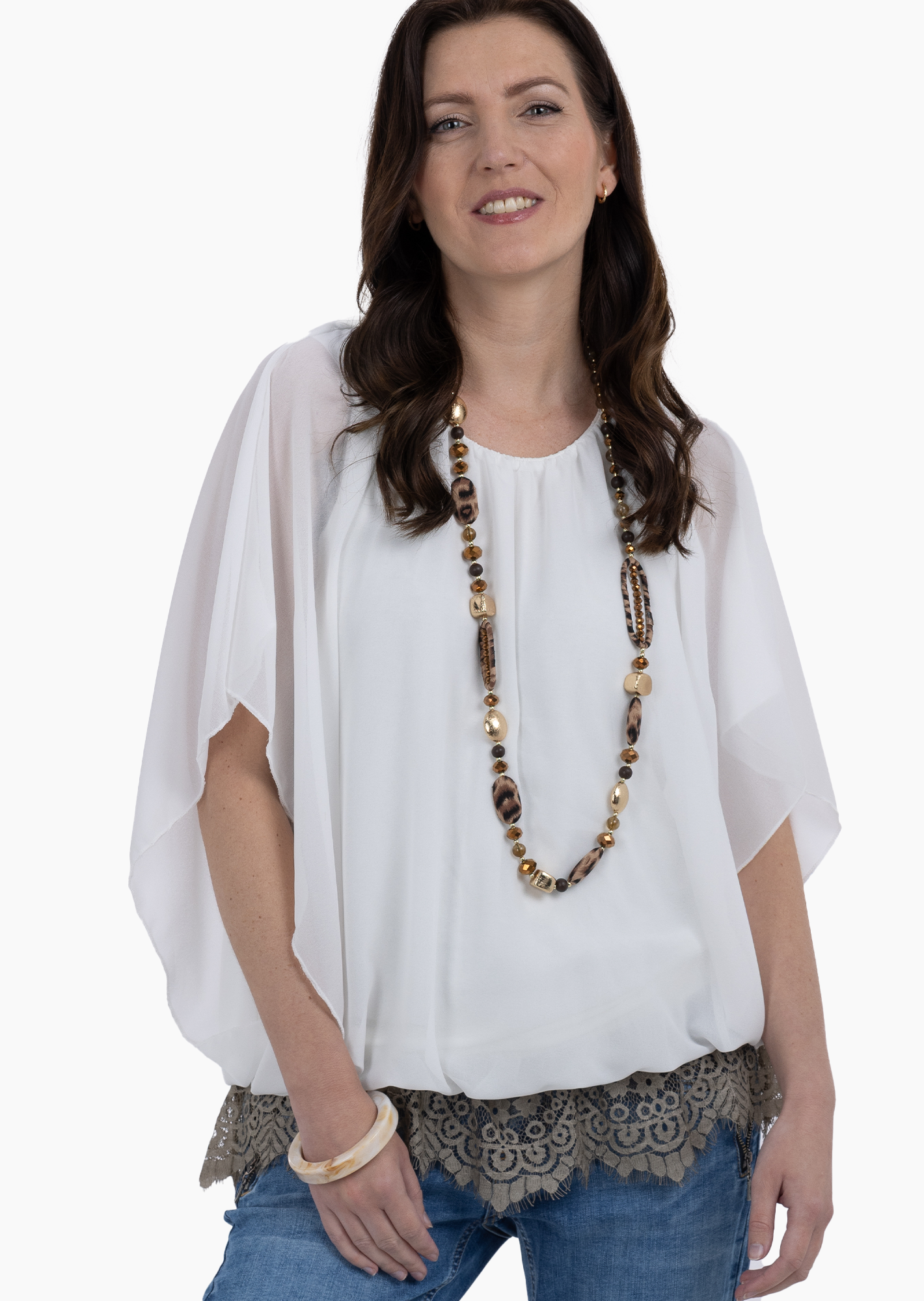 locker fallende Chiffonbluse, offwhite