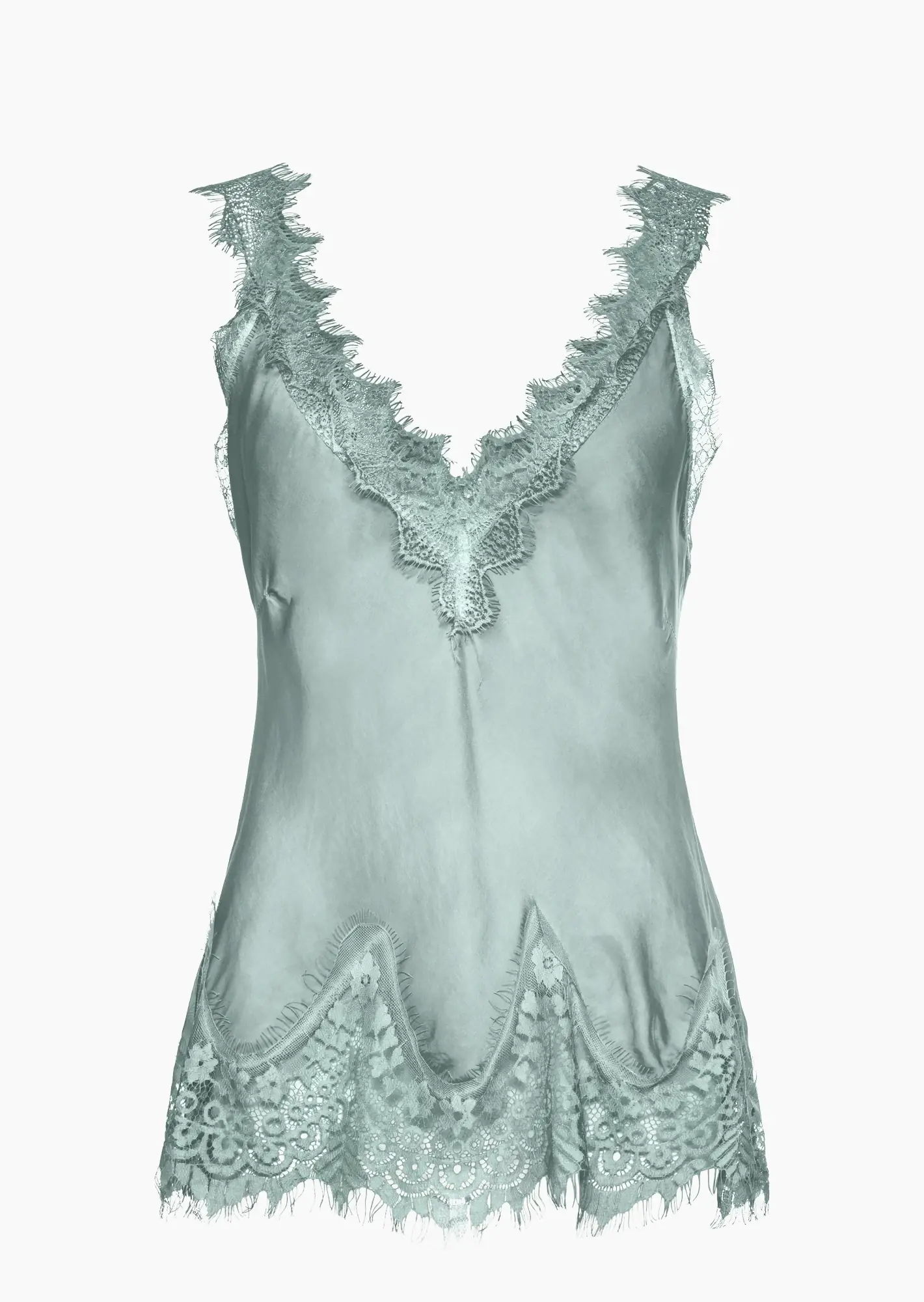 Top aus Viskose-Satin, misty green