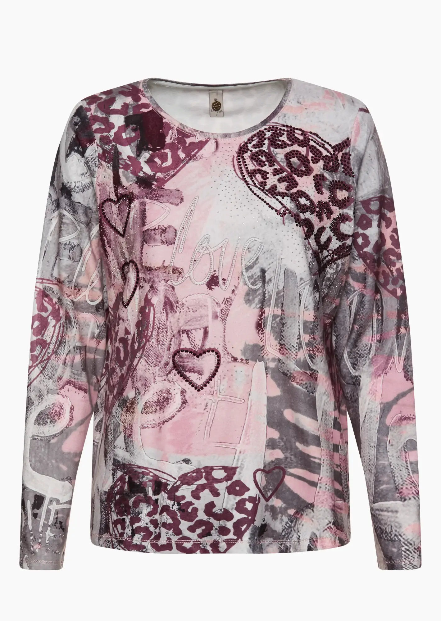 kuscheliges Langarmshirt 'Love', rosenholz